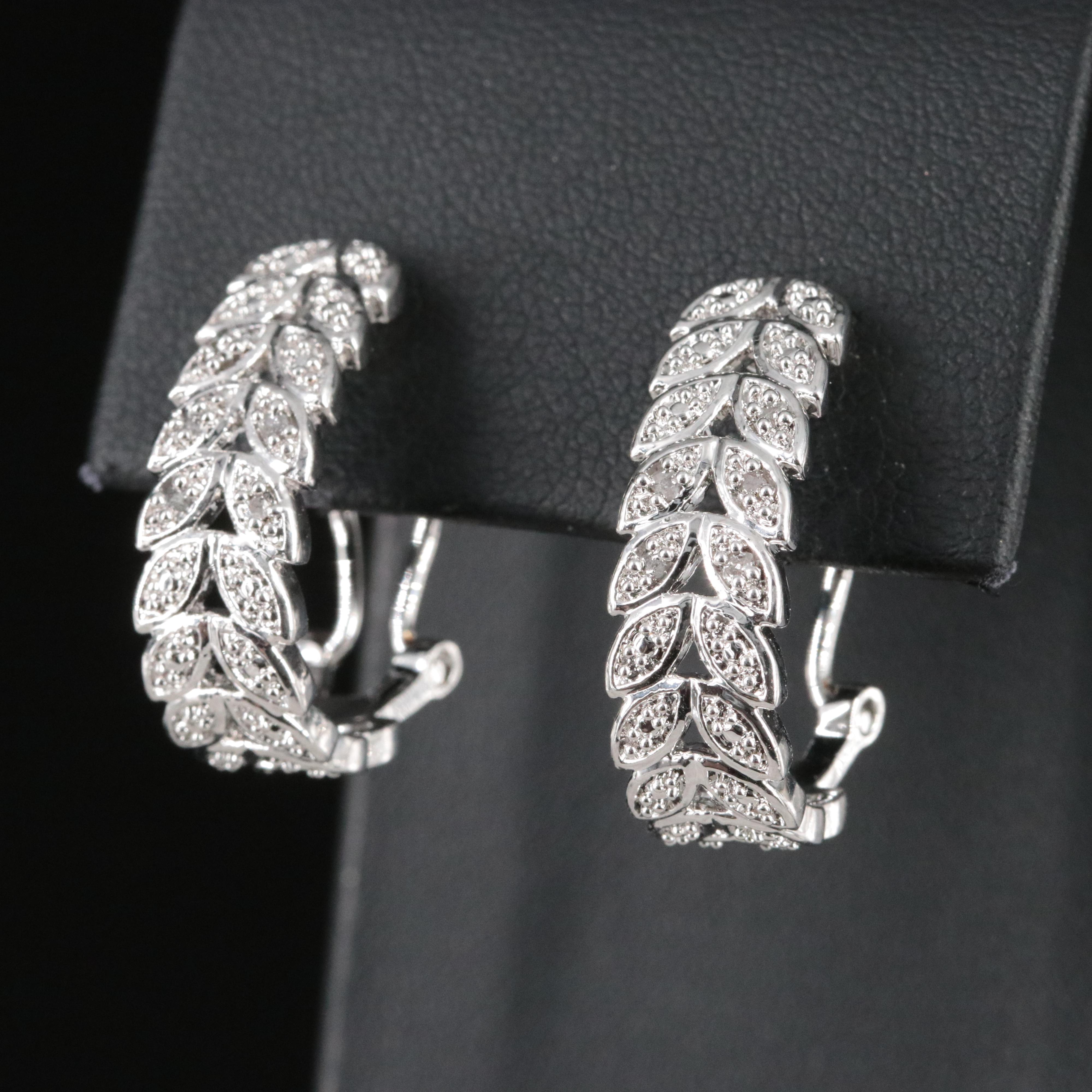 Diamond Laurel J Hoop Earrings