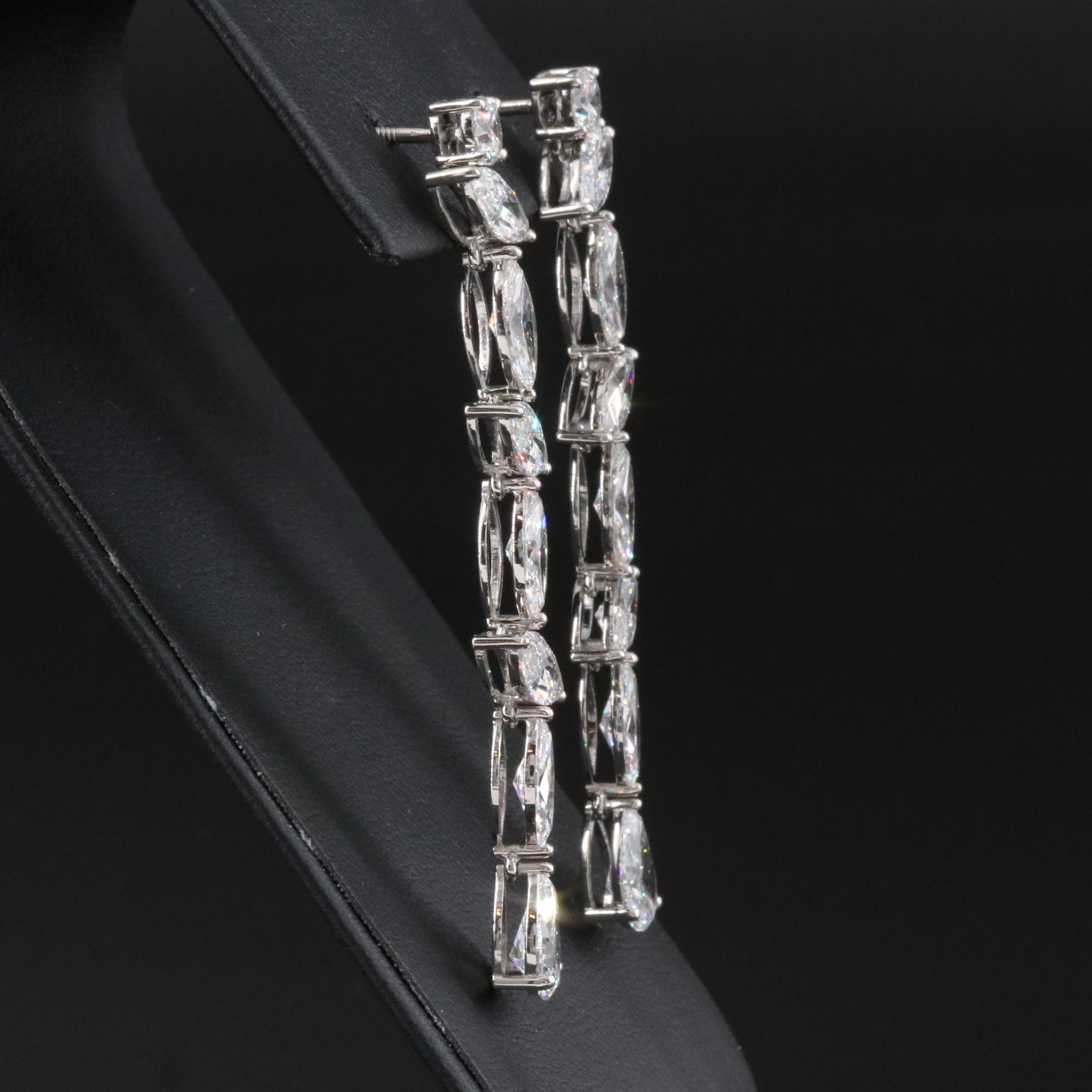 Platinum 9.03 CTW Lab Grown Diamond Line Earrings