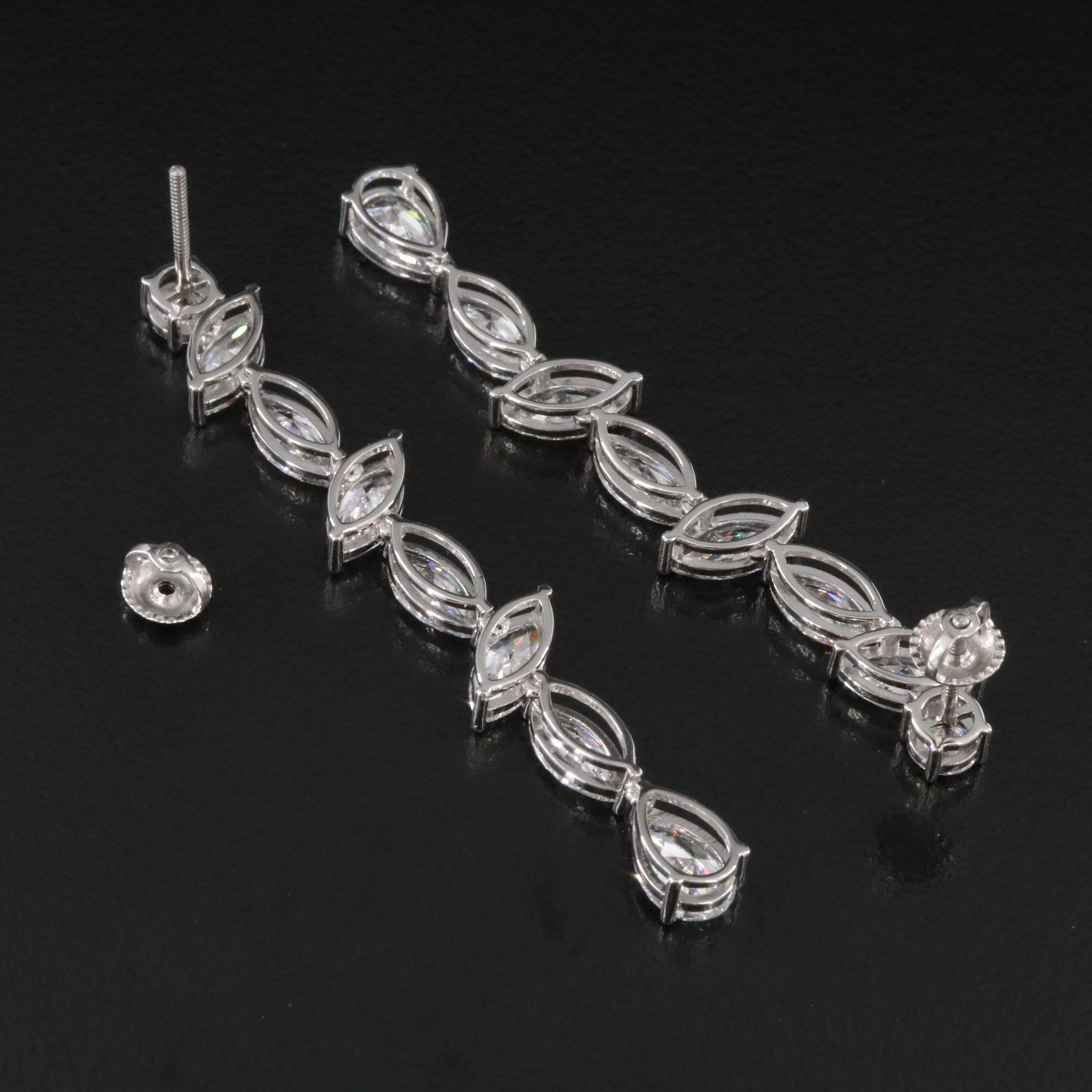 Platinum 9.03 CTW Lab Grown Diamond Line Earrings