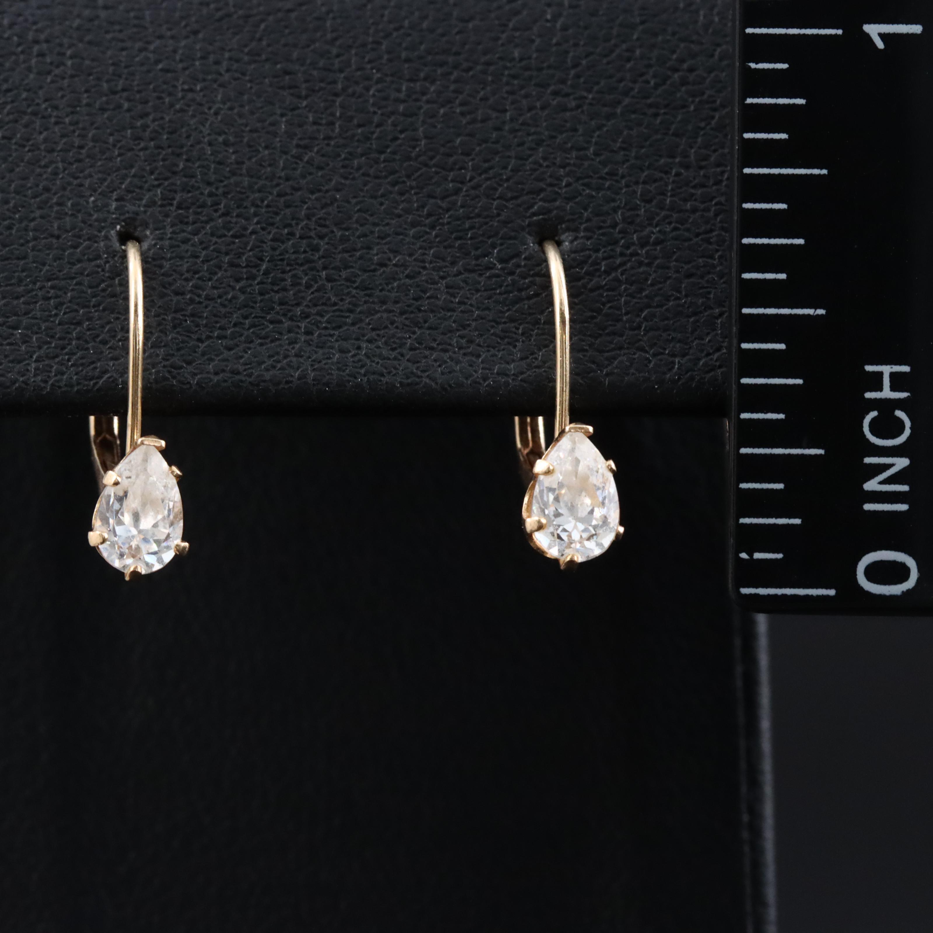 14K CZ Drop Earrings
