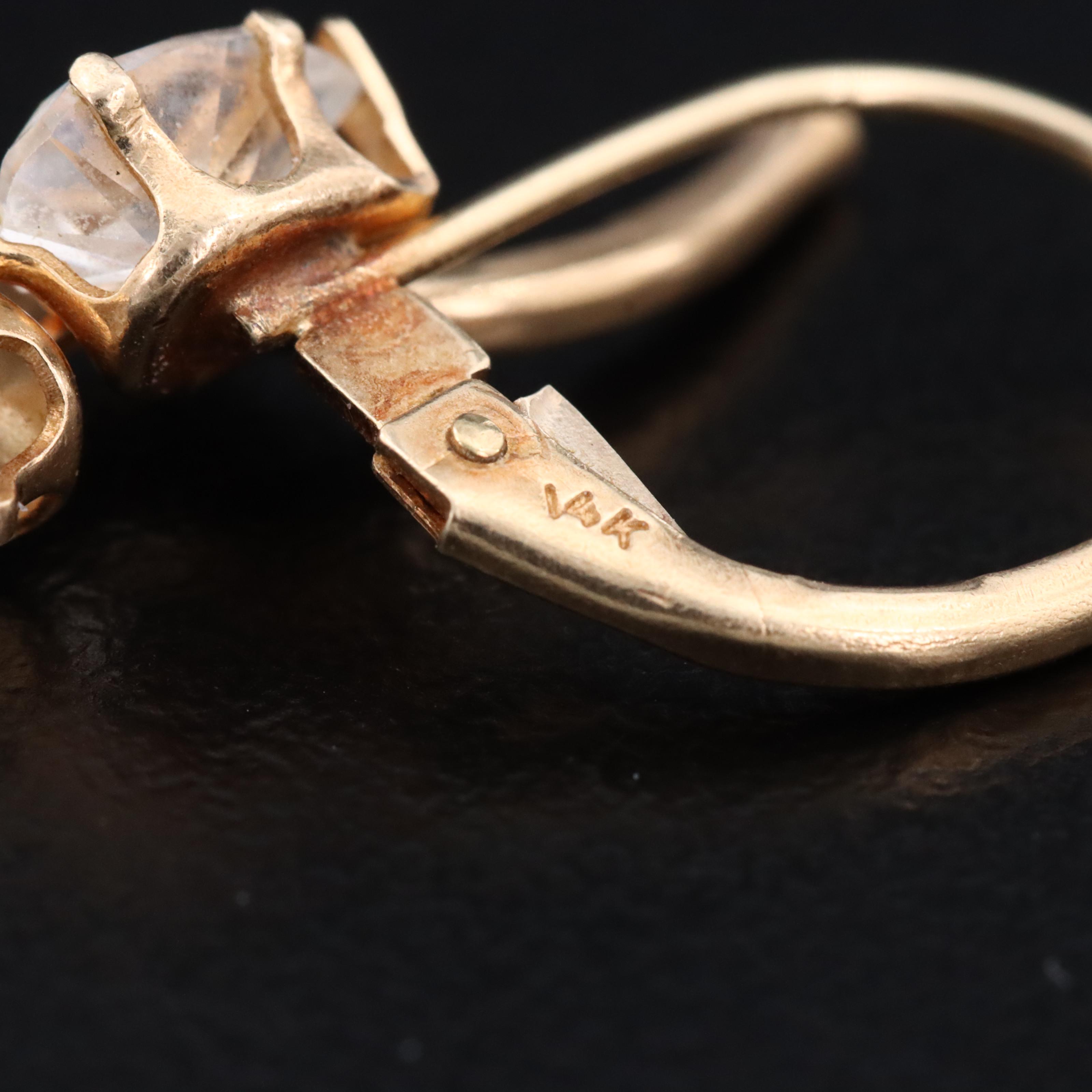 14K CZ Drop Earrings