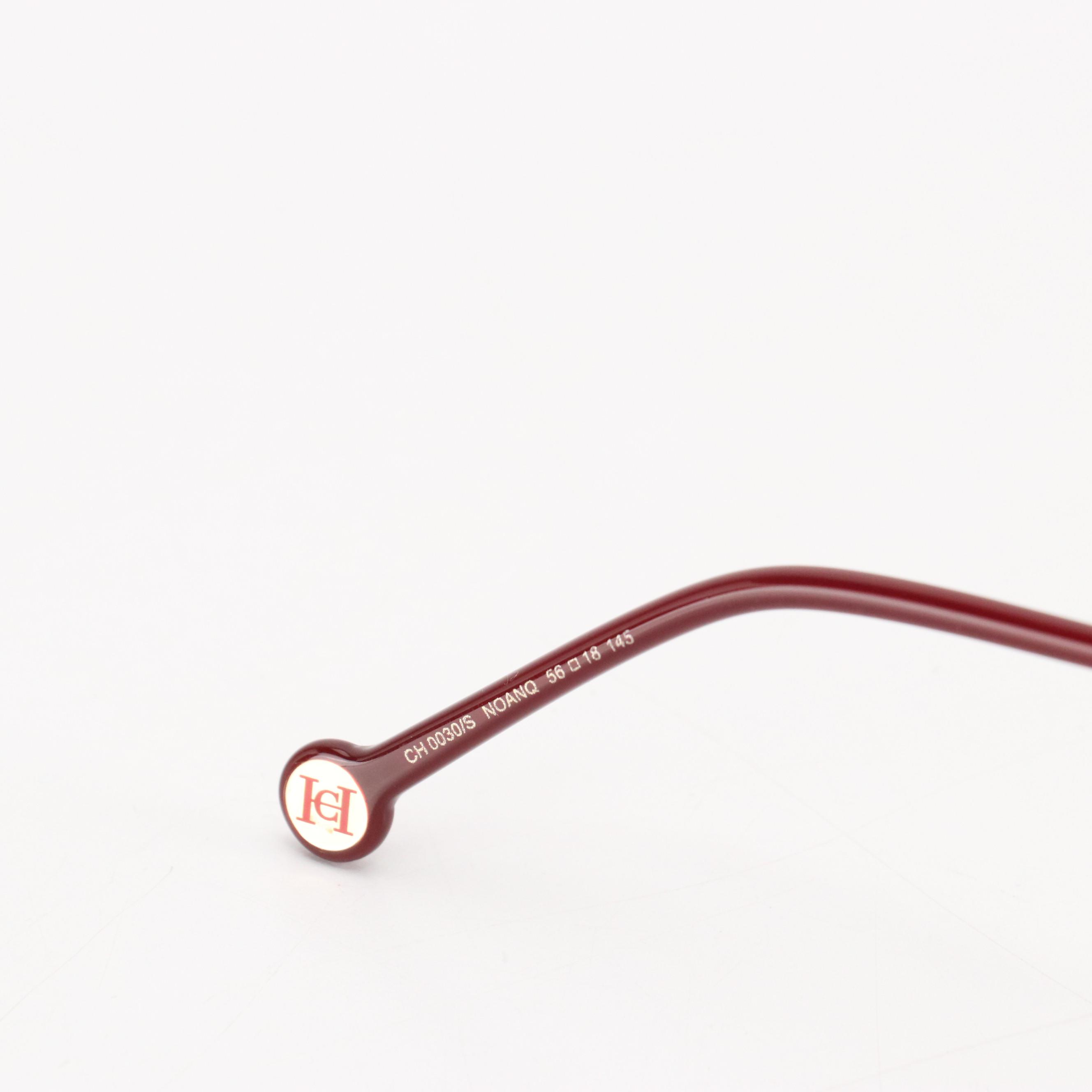 Carolina Herrera CH0030/S Gold & Burgundy Framed Mirrored Sunglasses with Box