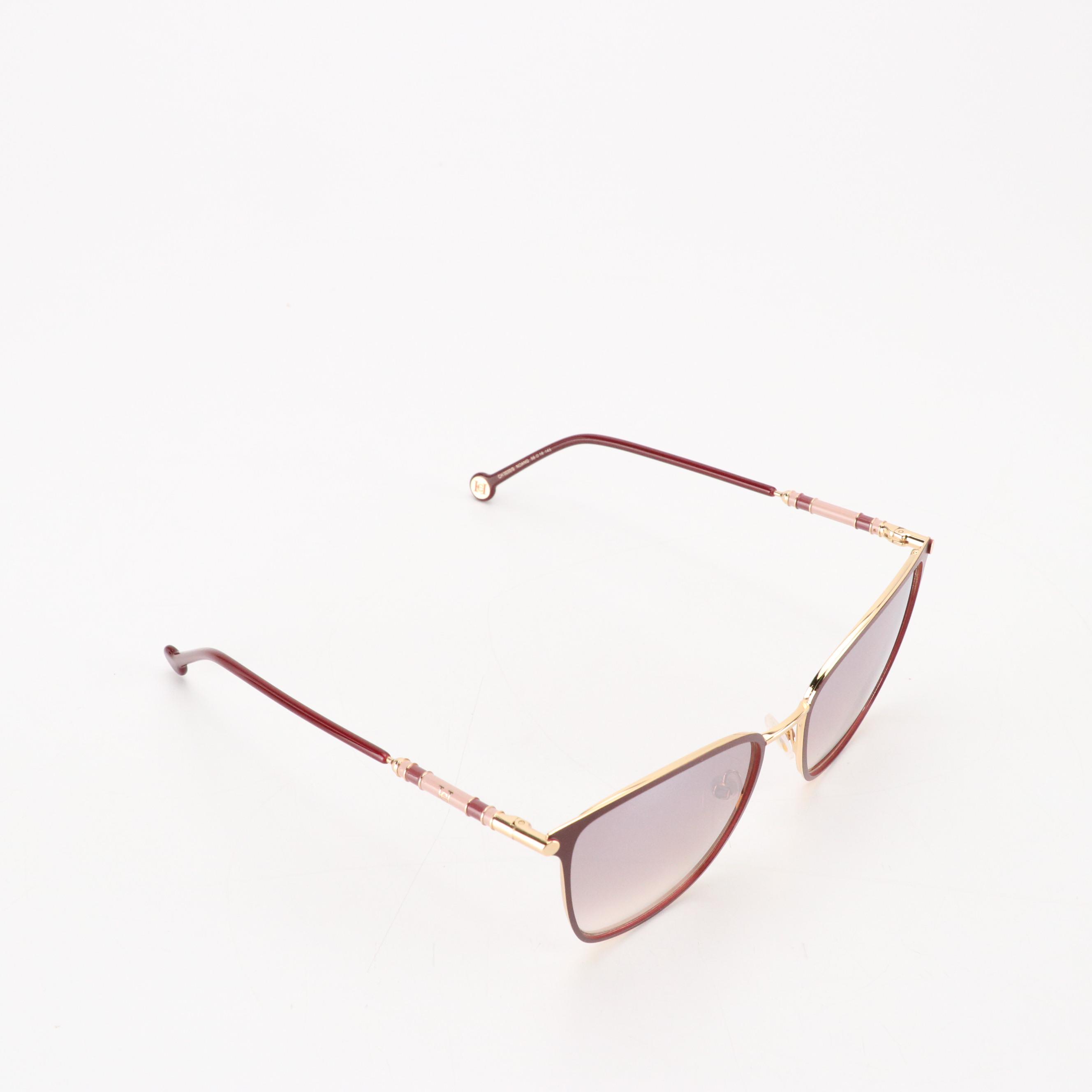 Carolina Herrera CH0030/S Gold & Burgundy Framed Mirrored Sunglasses with Box