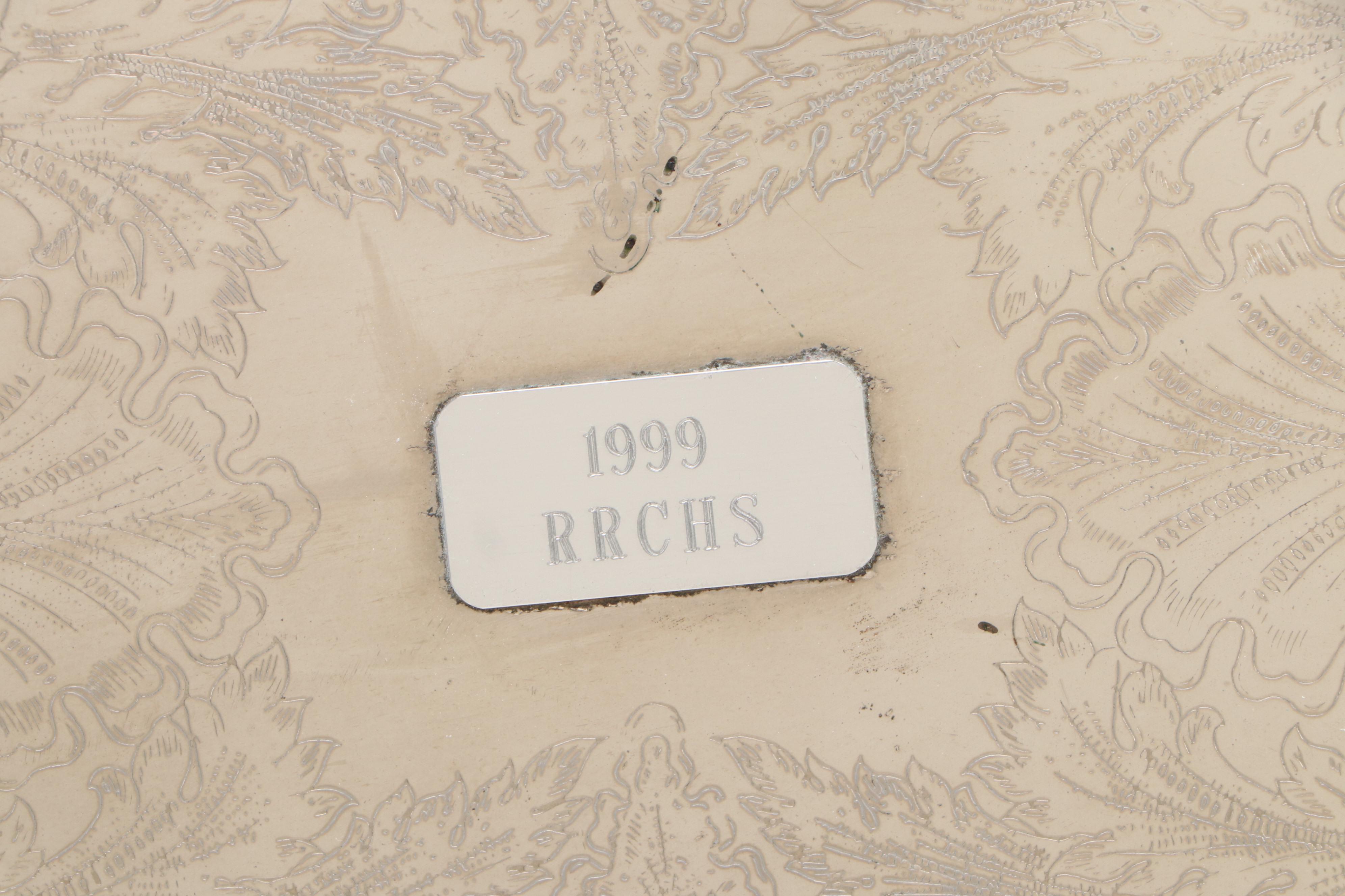 Towle Tray with Equestrian Trophies and Other Silver Plate Table Accessories