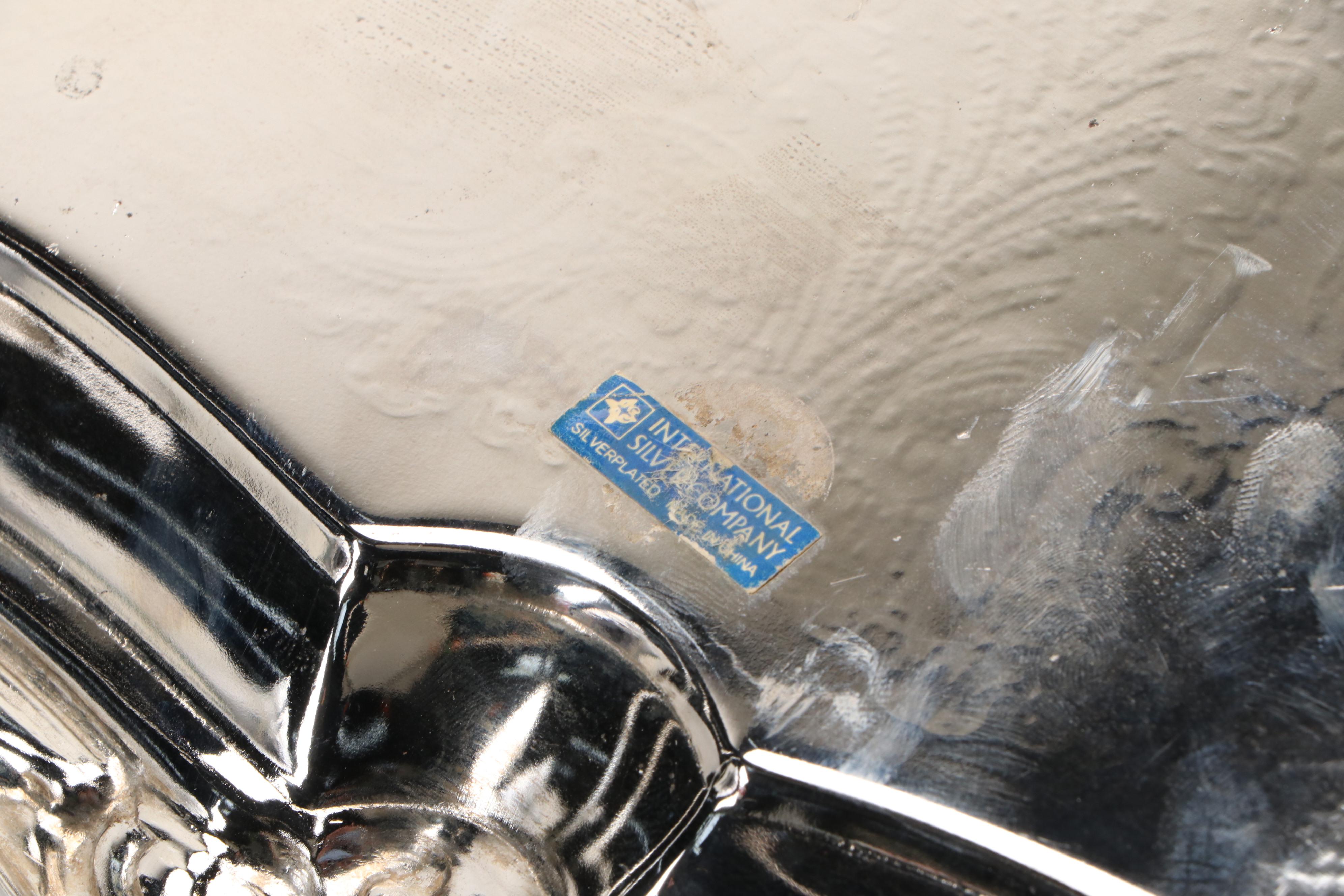 Towle Tray with Equestrian Trophies and Other Silver Plate Table Accessories