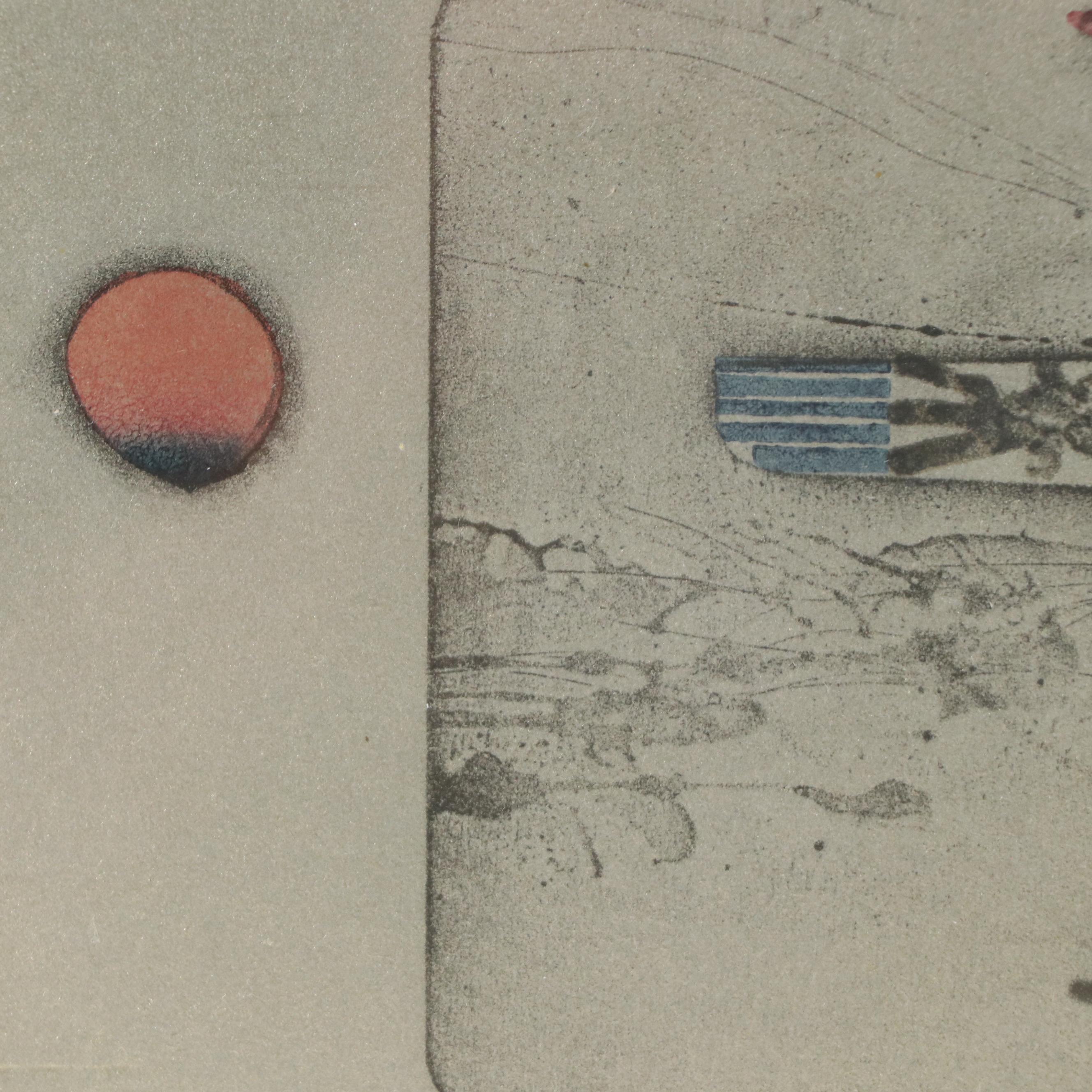 Kunihiro Amano Woodblock "Morning Moon," 1978