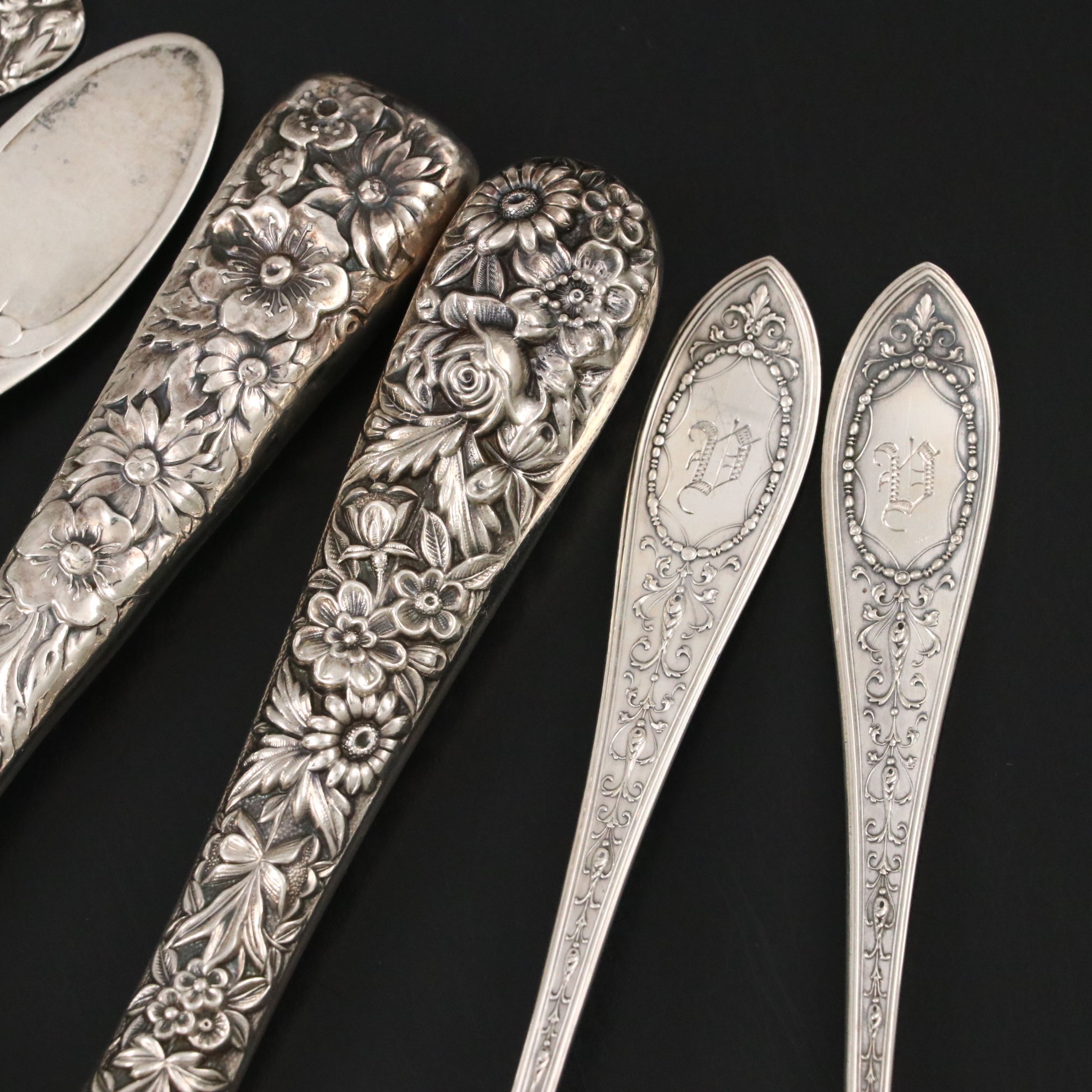 Henry Dehnel Co. Sterling Serving Spoon and Fork with Other Sterling Flatware