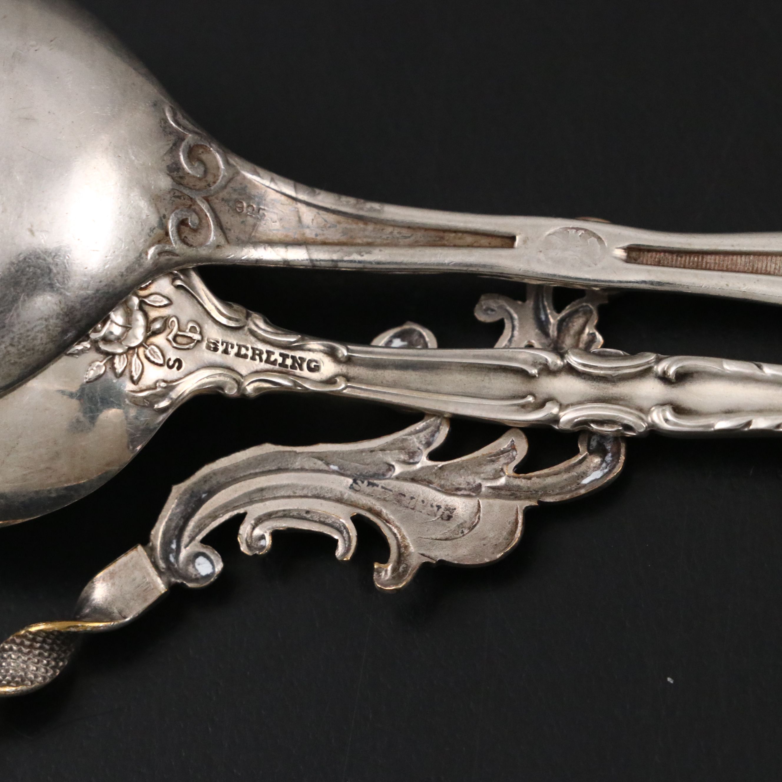 Henry Dehnel Co. Sterling Serving Spoon and Fork with Other Sterling Flatware