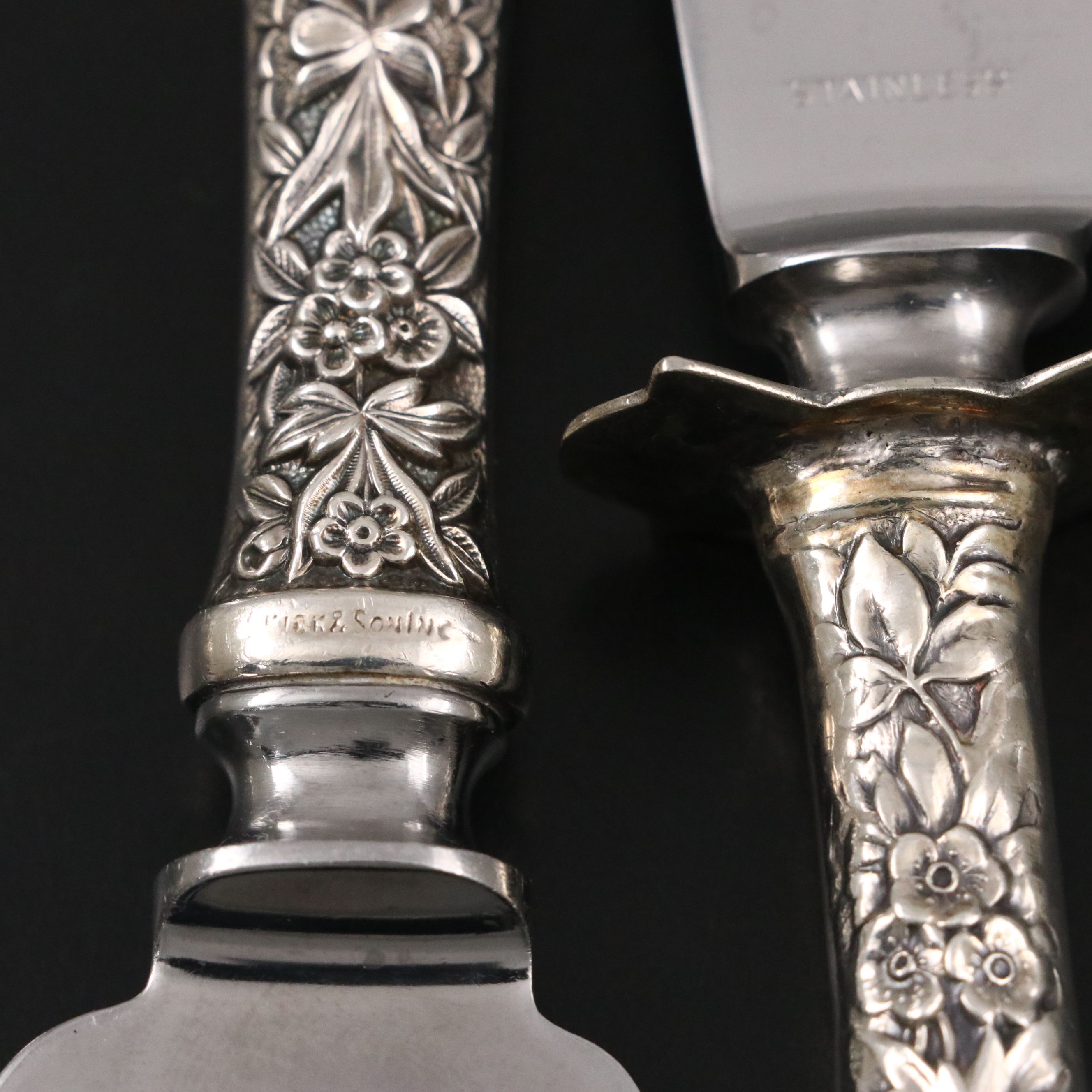 Henry Dehnel Co. Sterling Serving Spoon and Fork with Other Sterling Flatware