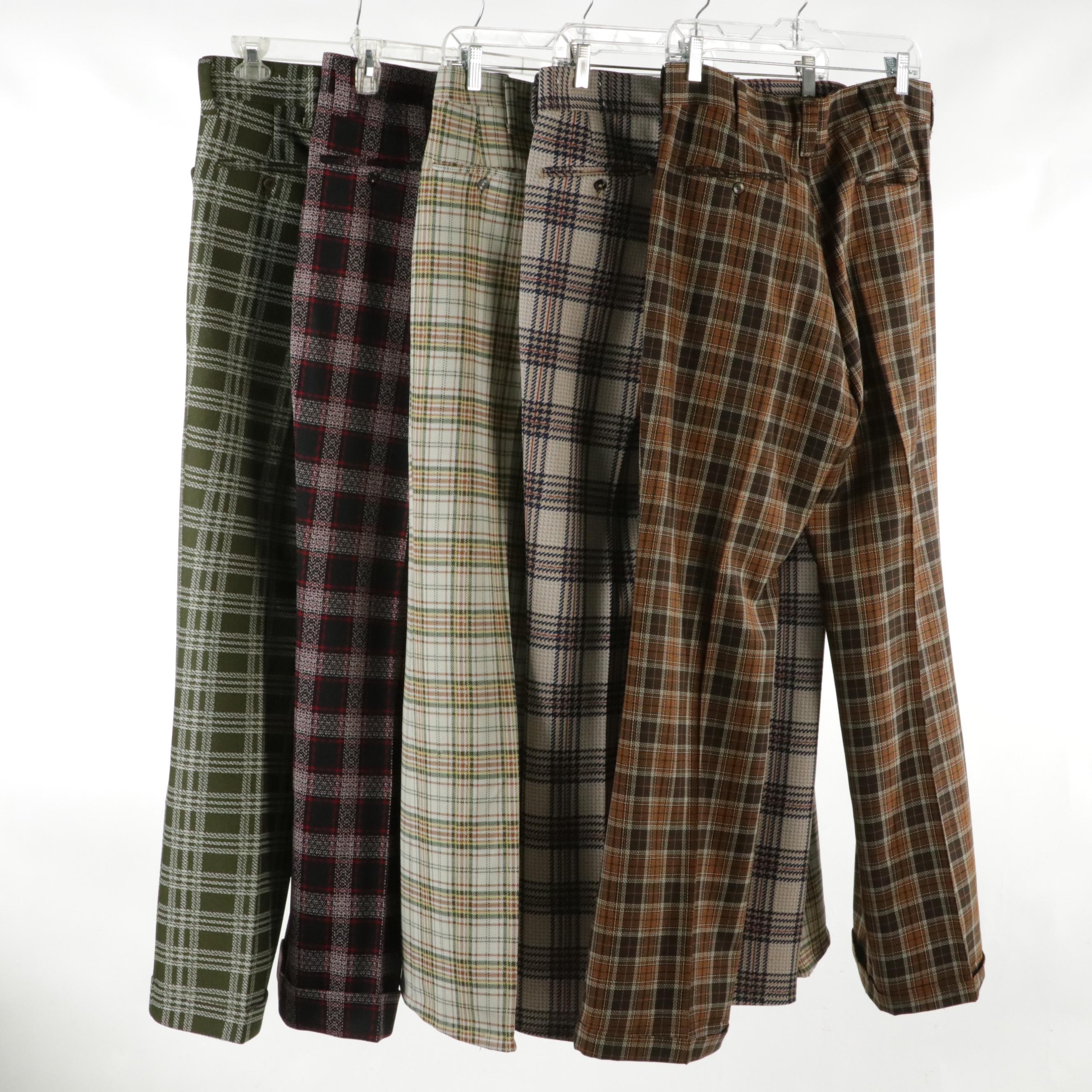 Men's Vintage Plaid Wool Trousers Featuring Haggar, Wrangler and Farah