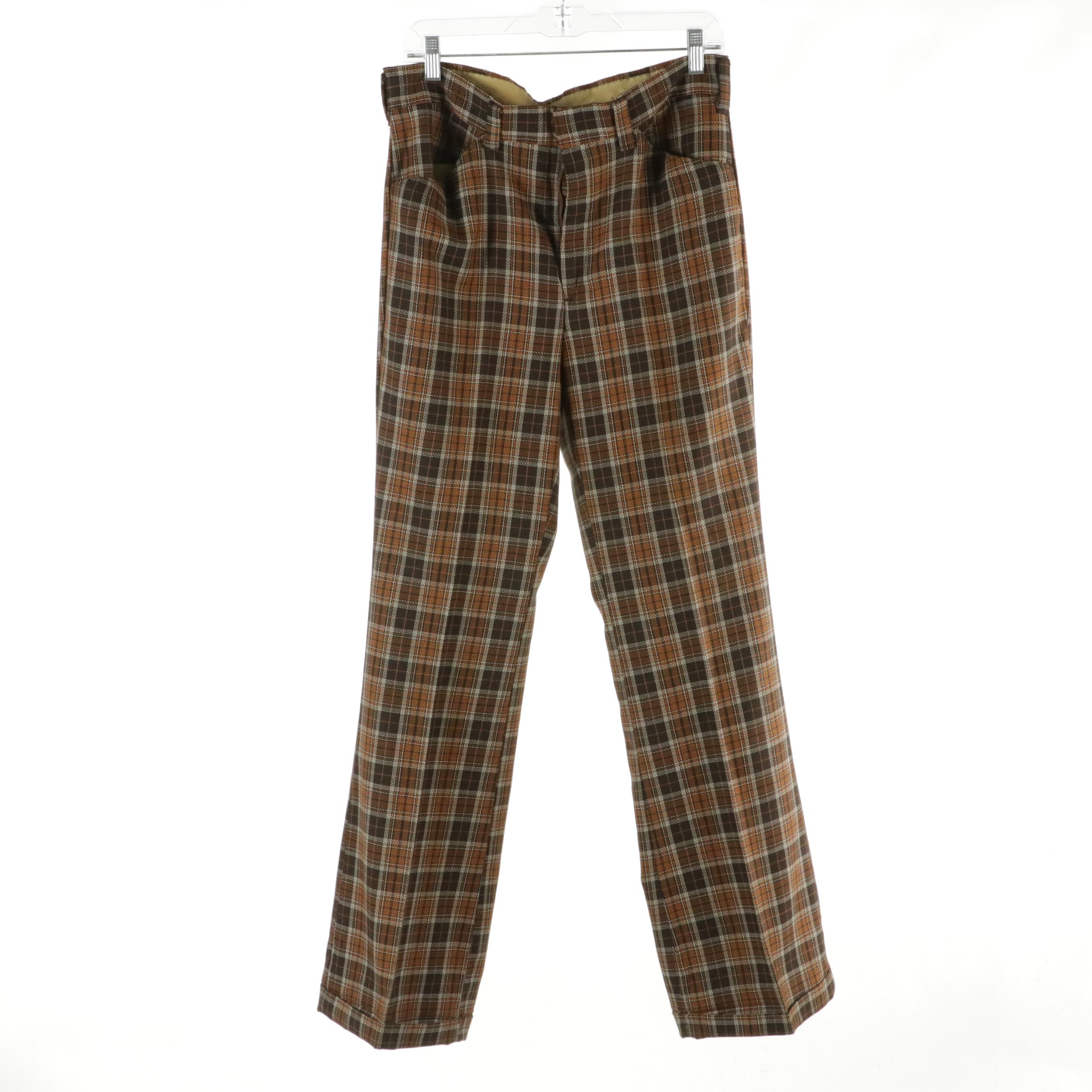 Men's Vintage Plaid Wool Trousers Featuring Haggar, Wrangler and Farah
