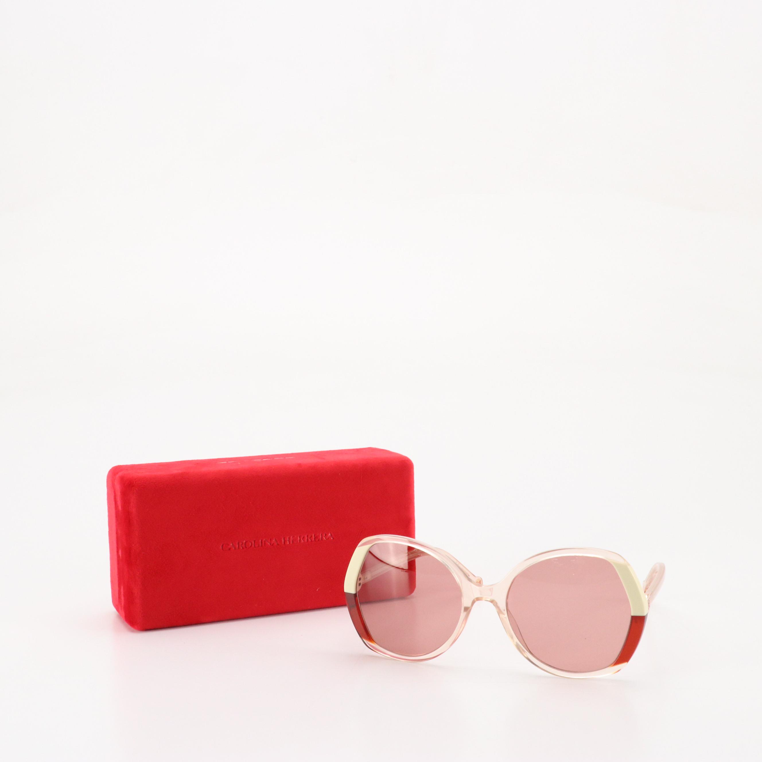 Carolina Herrera CH0051/S Oversized Geometric Pink Lens Sunglasses With Box