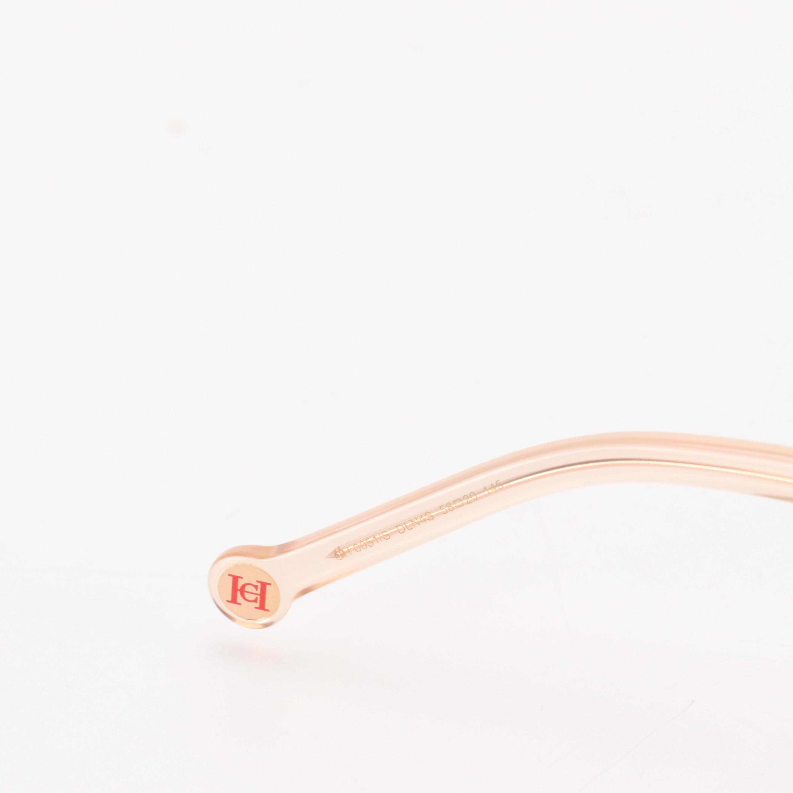 Carolina Herrera CH0051/S Oversized Geometric Pink Lens Sunglasses With Box