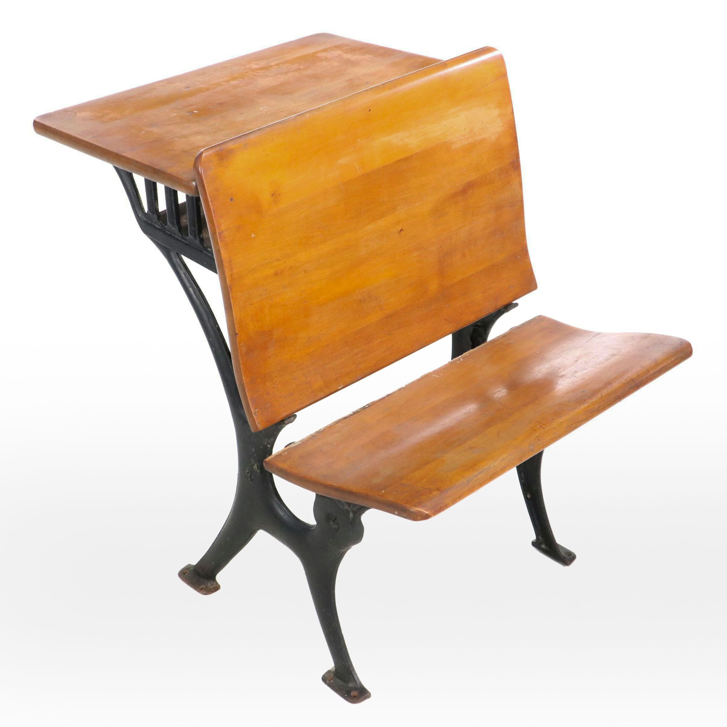Cast Iron and Wood School Desk, 20th Century