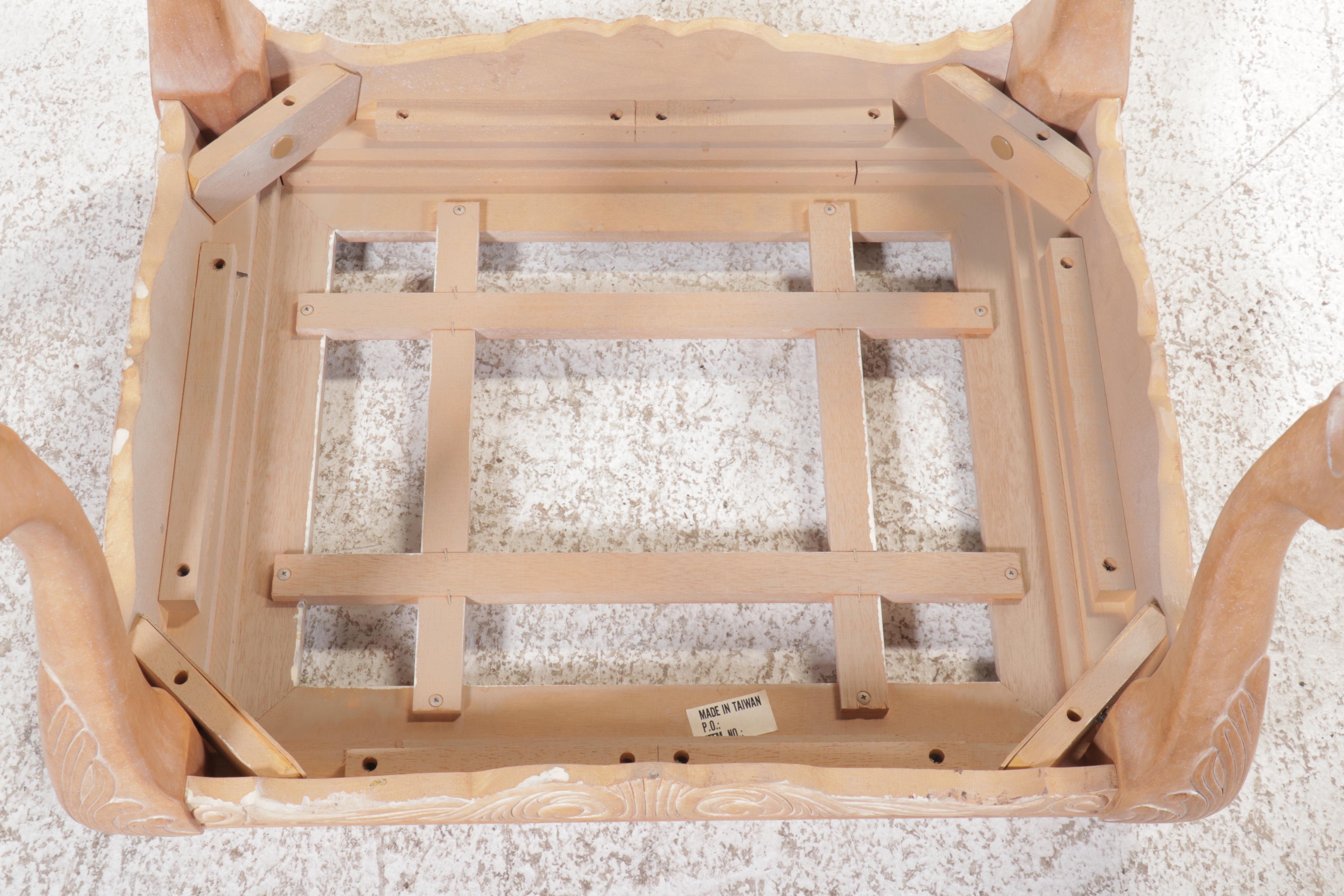 Pair of Carved Chippendale Style End Tables with Glass Tops