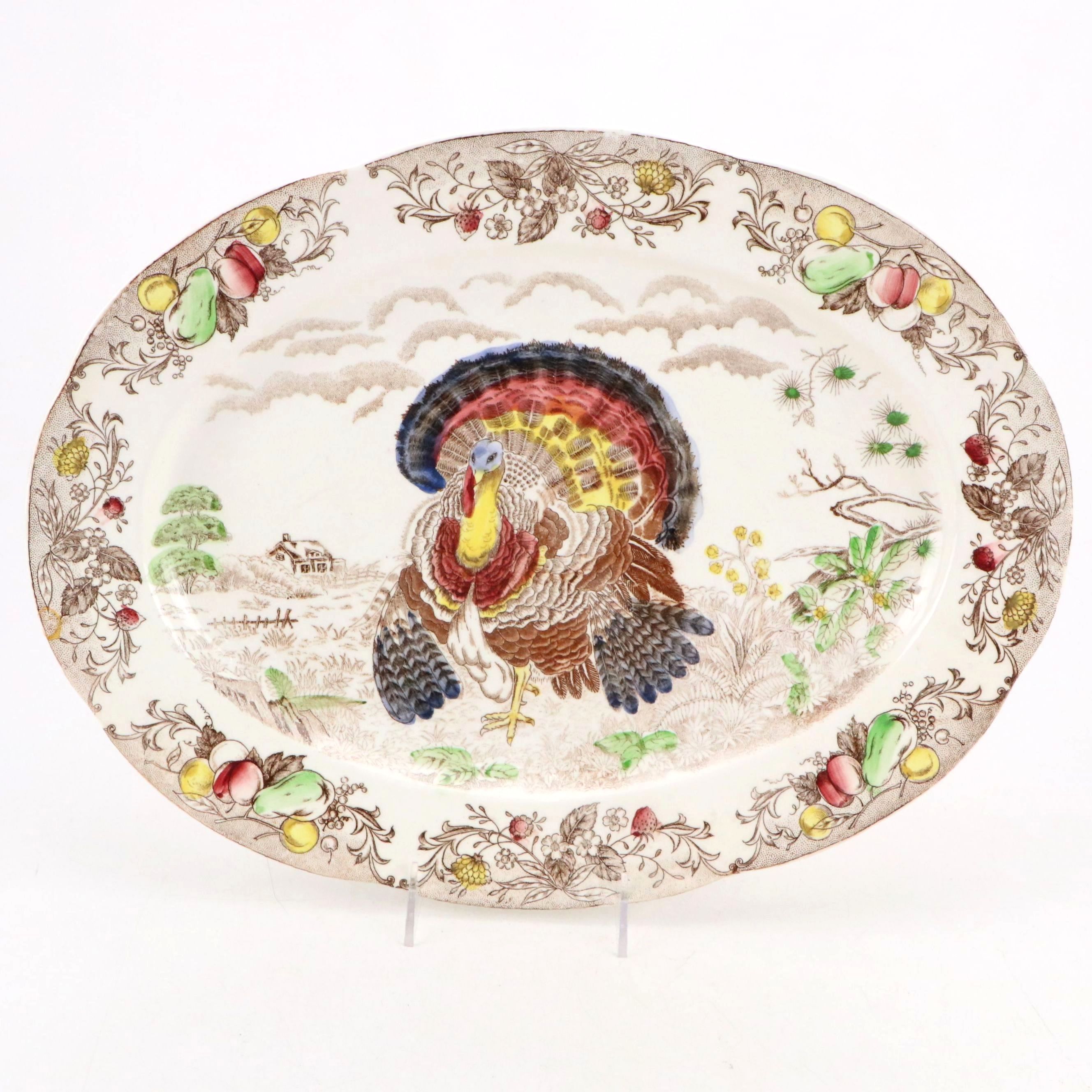 Royal Sealy Ceramic Turkey Platter, Mid-20th Century