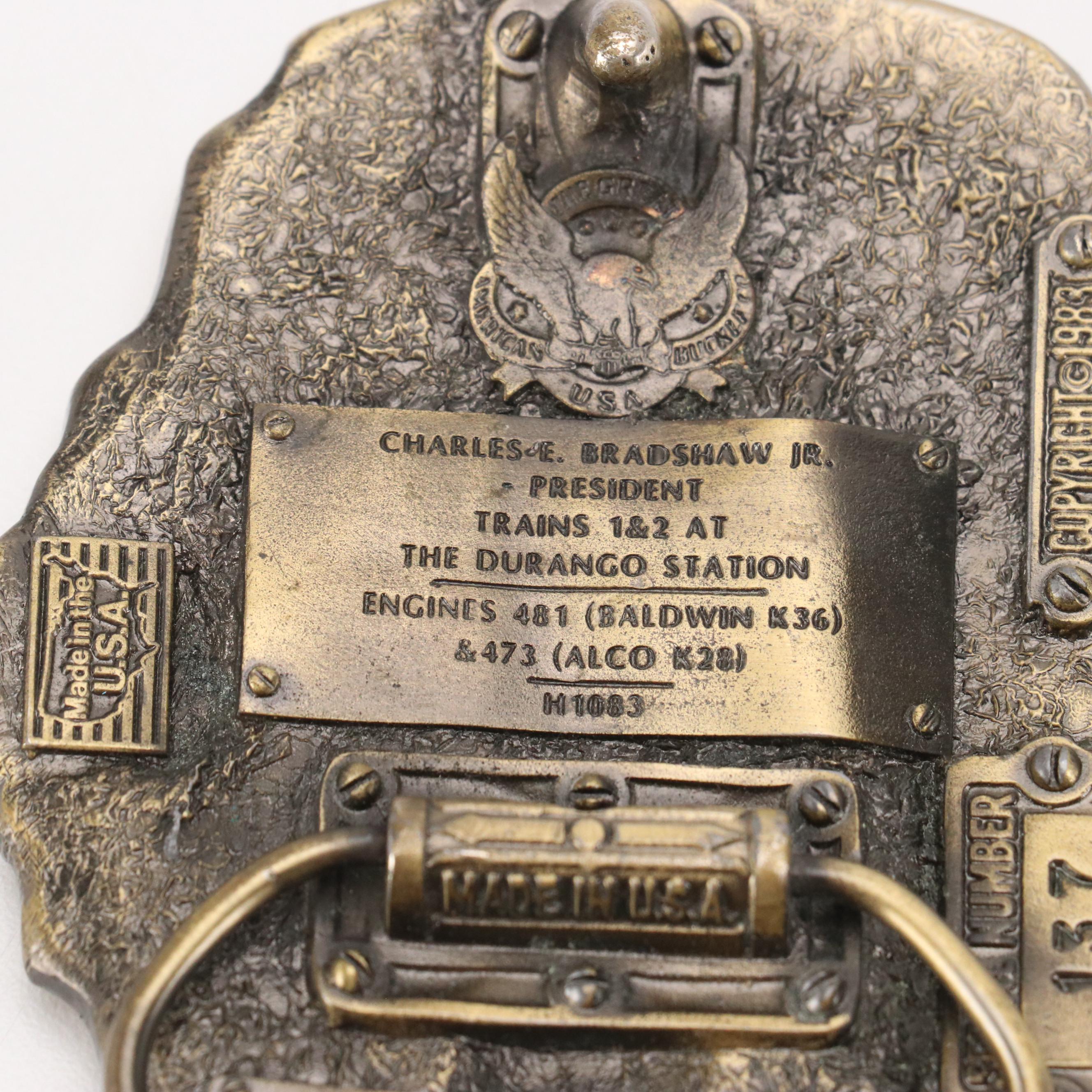 Commemorative Brass, Pewter, and Metal Belt Buckles with Badge Pin