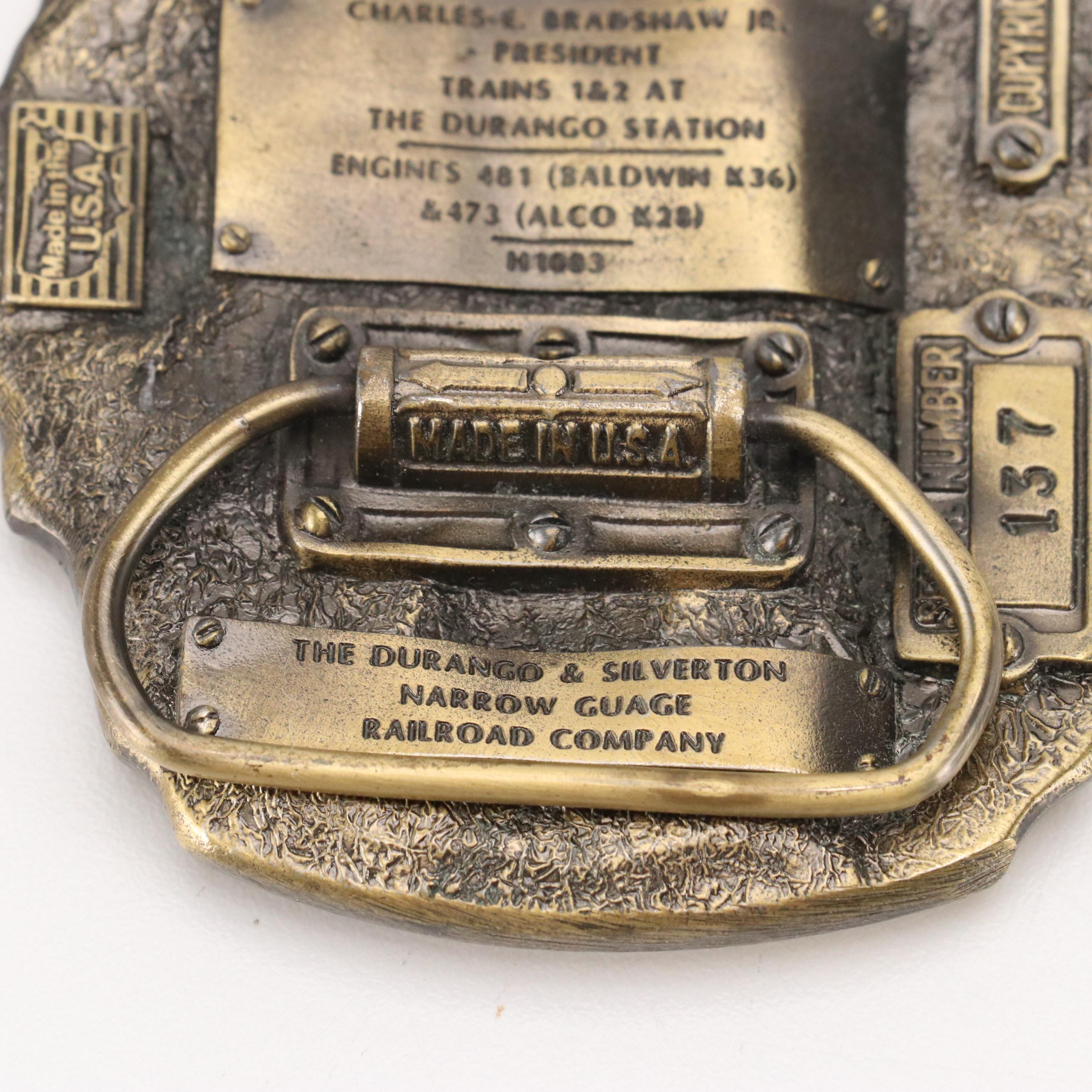 Commemorative Brass, Pewter, and Metal Belt Buckles with Badge Pin