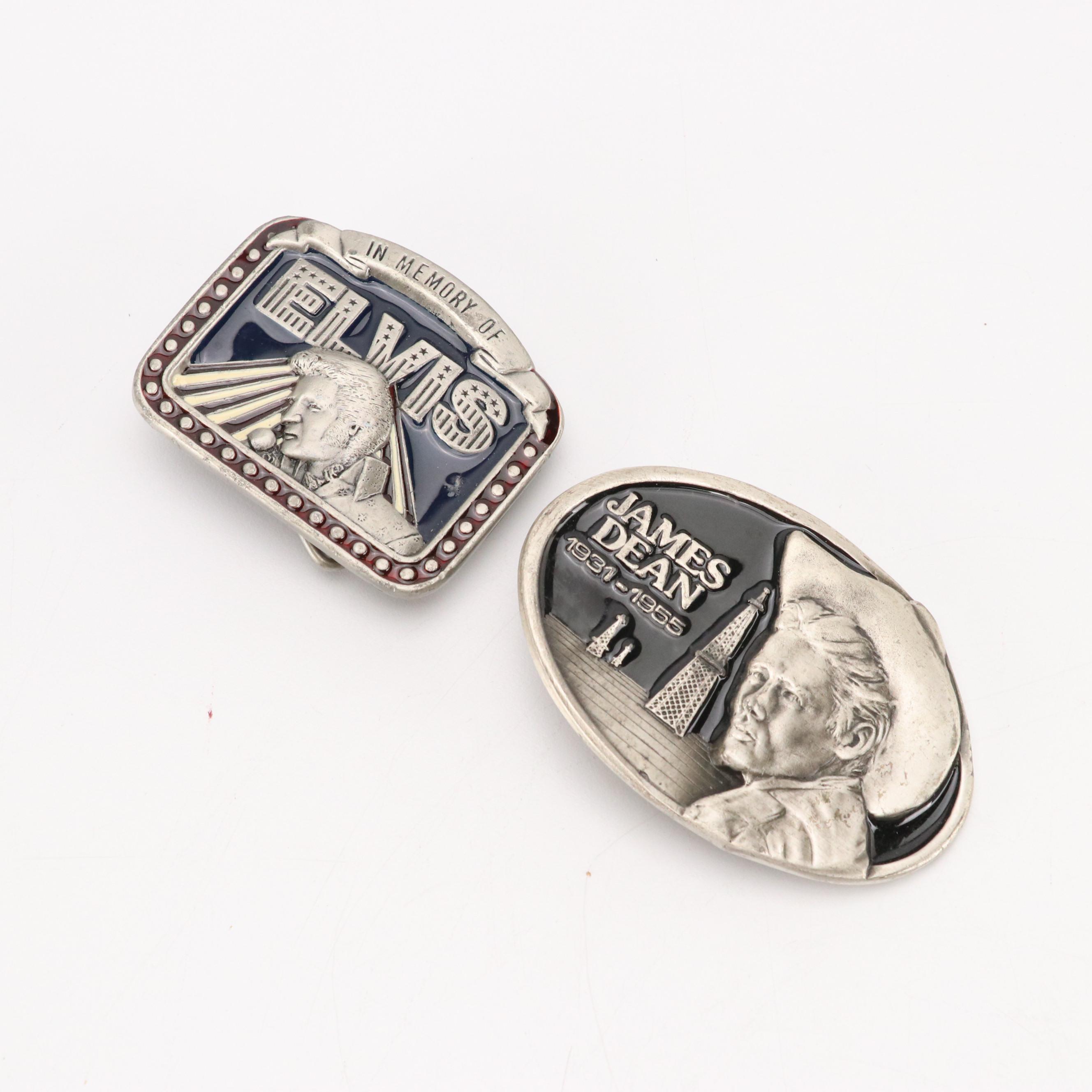 Commemorative Brass, Pewter, and Metal Belt Buckles with Badge Pin