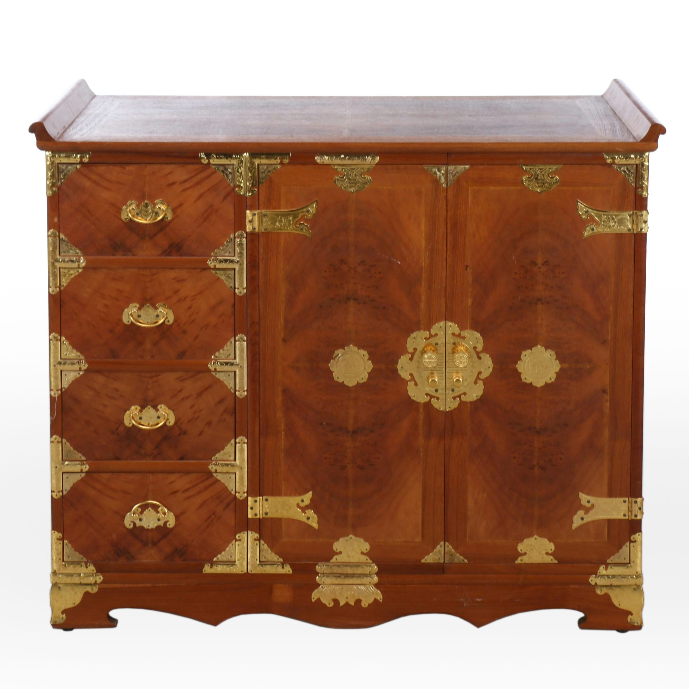 Tansu Style Burl Wood Cabinet