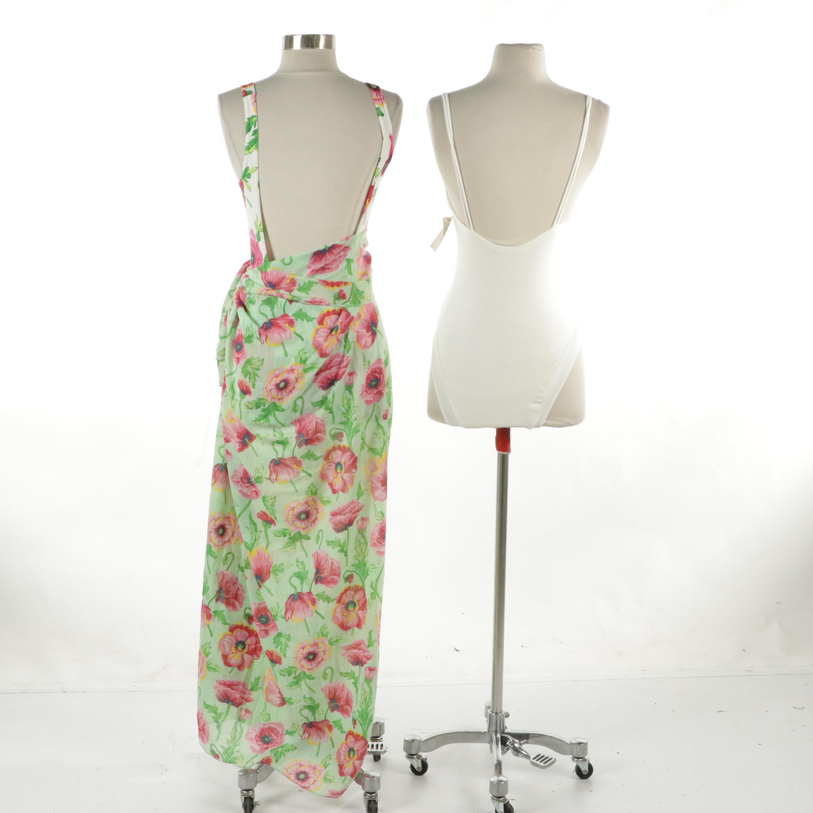 Manuel Canovas Floral One-Piece Swimsuit and Cotton Beach Wrap, Other Swimsuit
