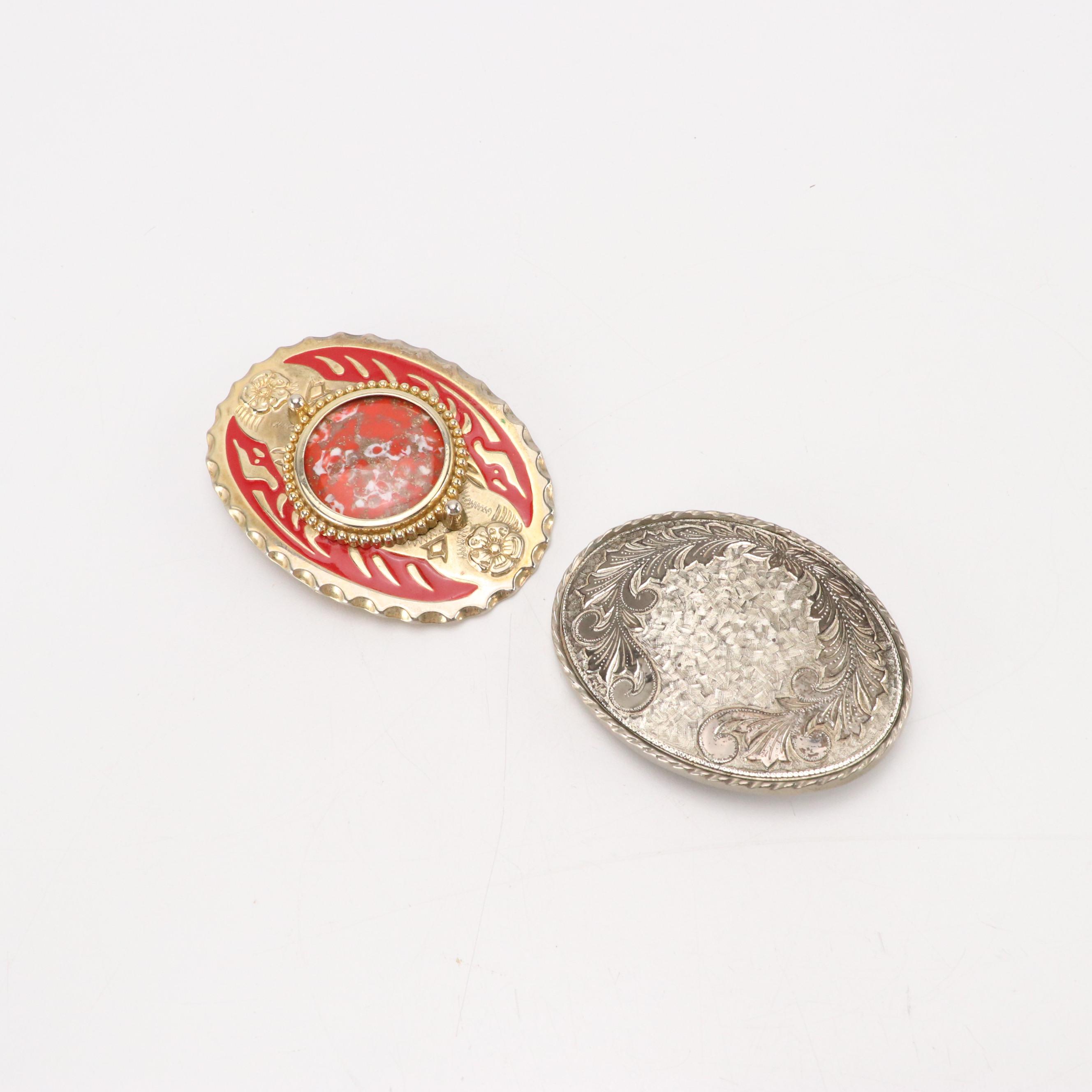 Barone Bros. Brass Belt Buckle with Other Embellished Trophy Buckles