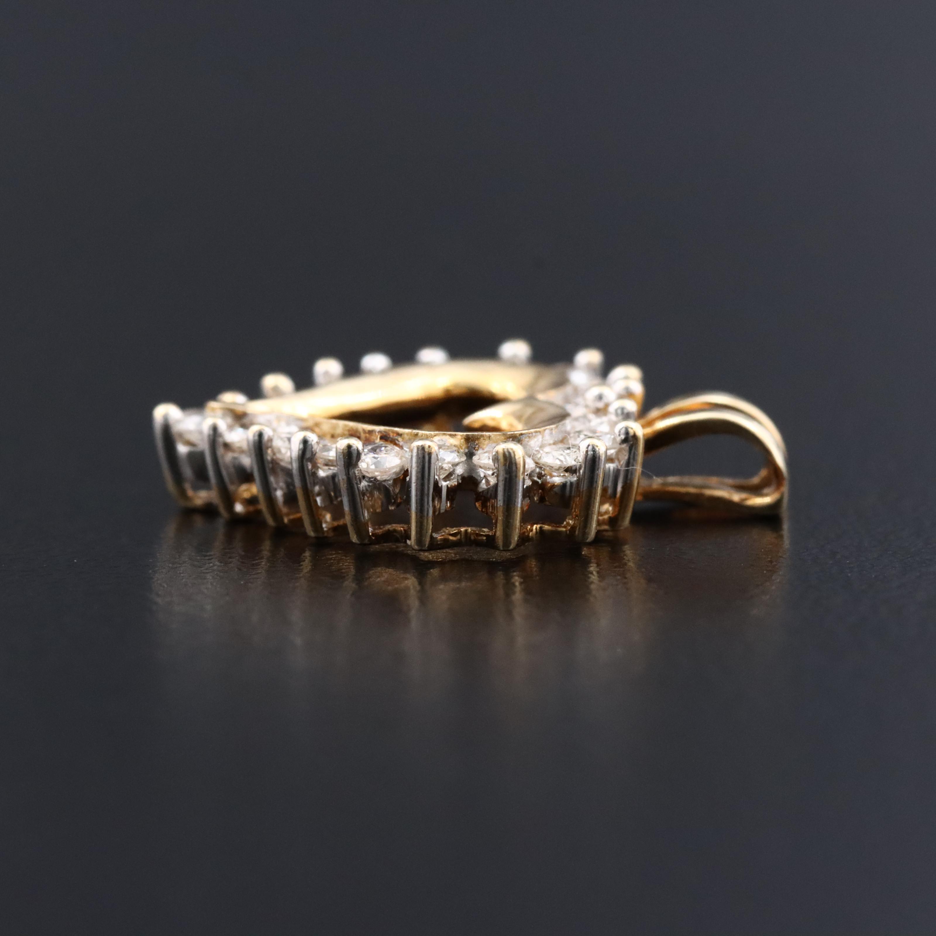 14K Diamond Heart Pendant Necklace