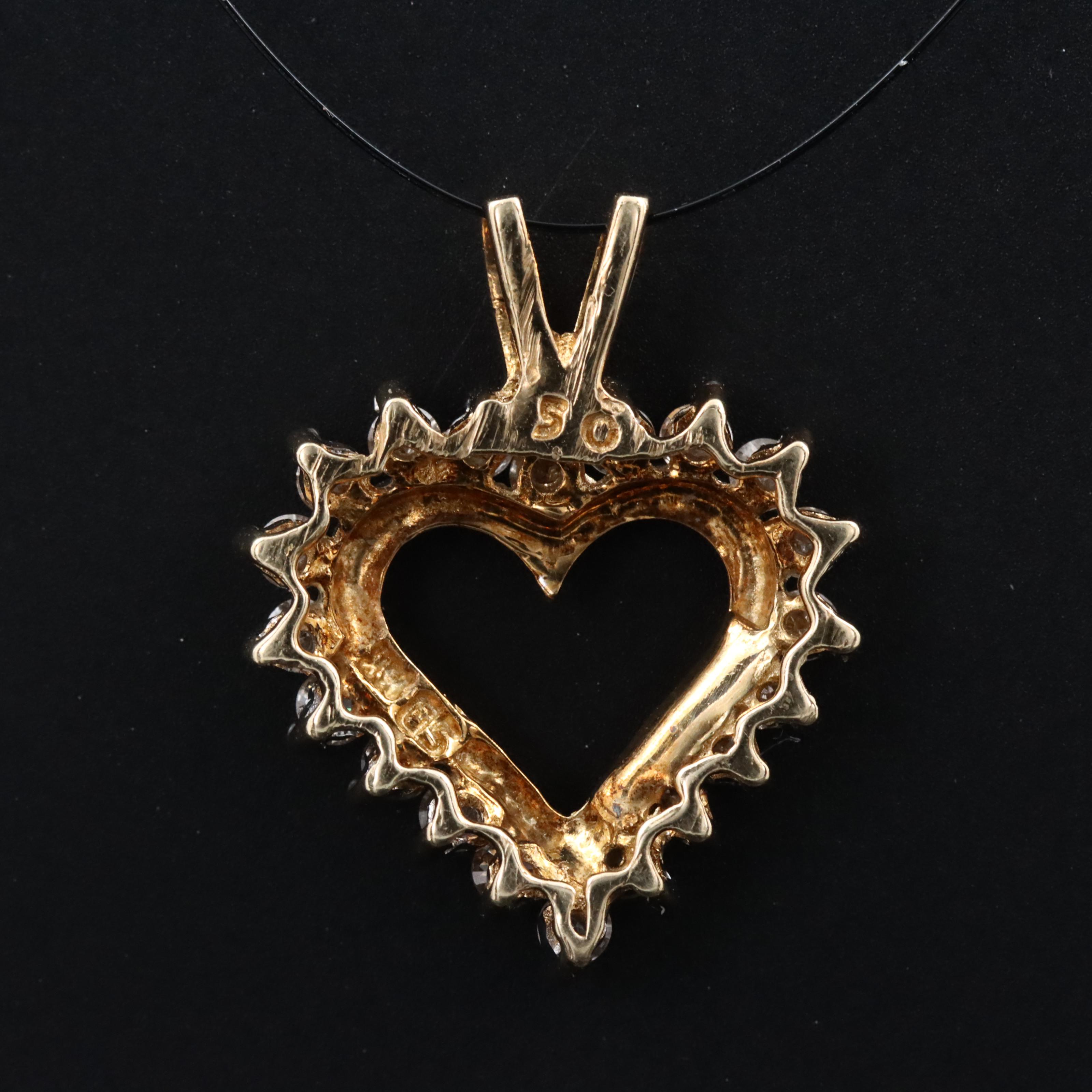 14K Diamond Heart Pendant Necklace