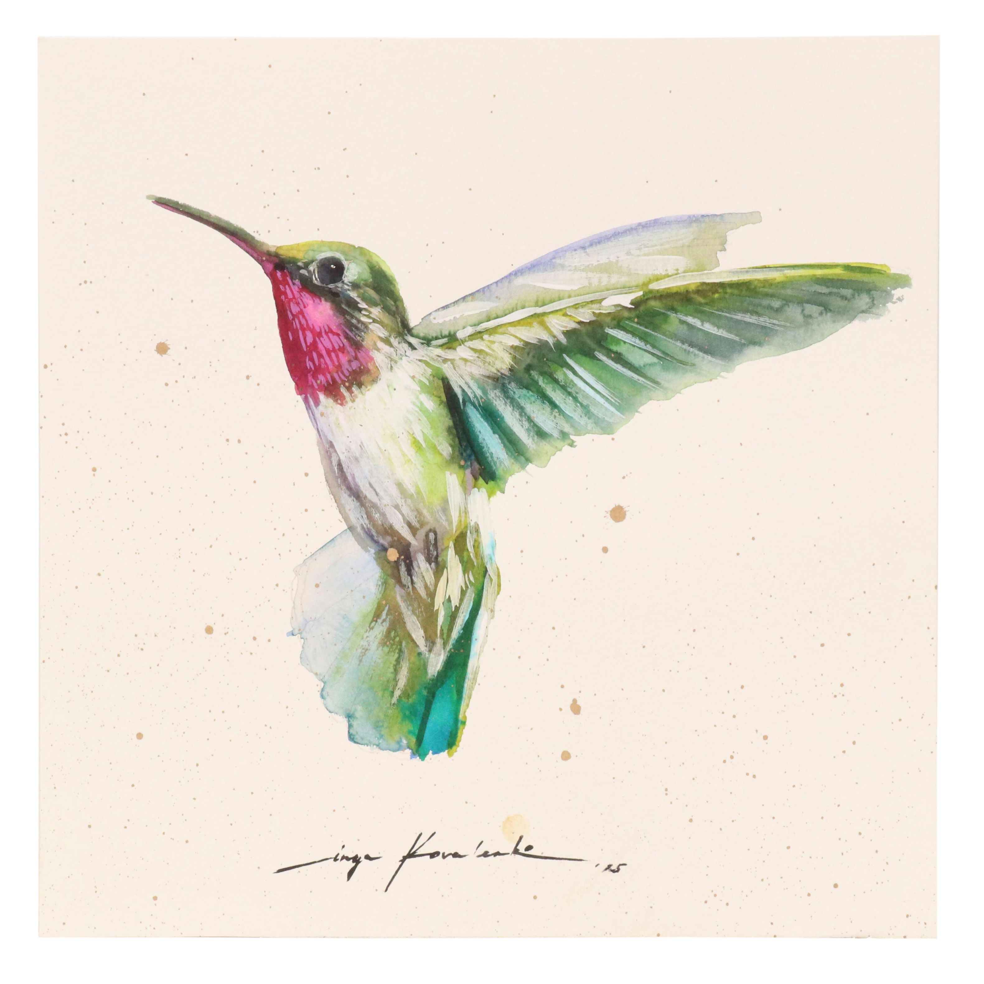 Inga Kovalenko Watercolor Painting of a Hummingbird, 2025