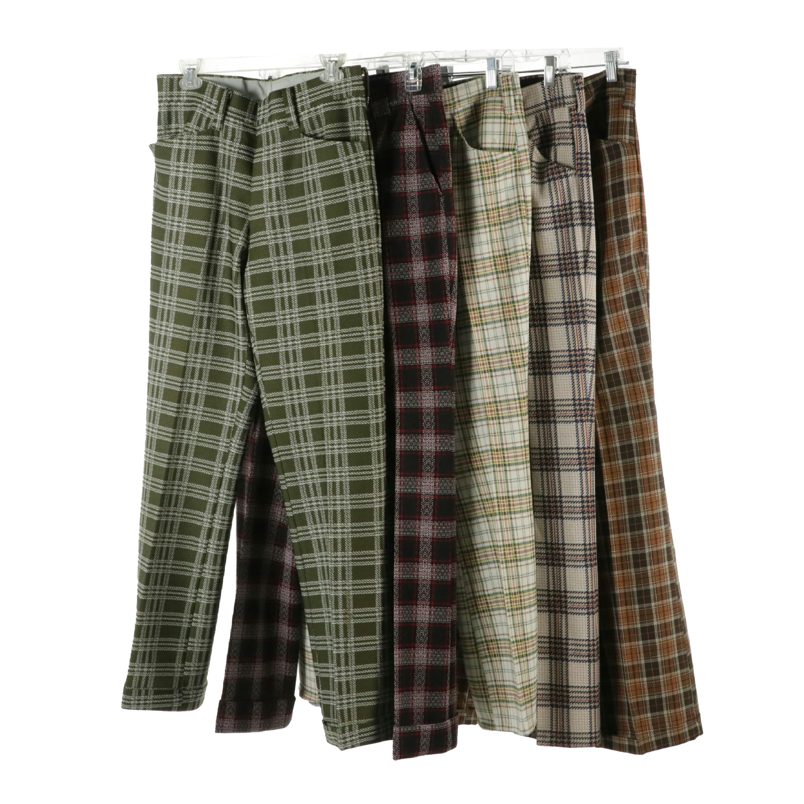 Men's Vintage Plaid Wool Trousers Featuring Haggar, Wrangler and Farah