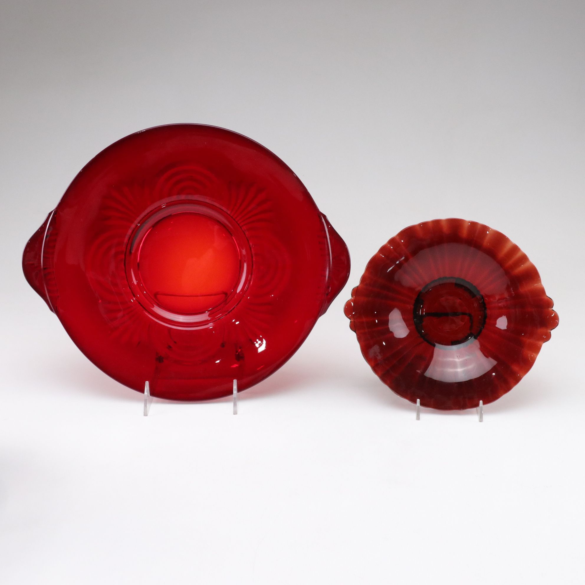 Ruby Glass Platter, Dessert Bowl & Other Dinnerware