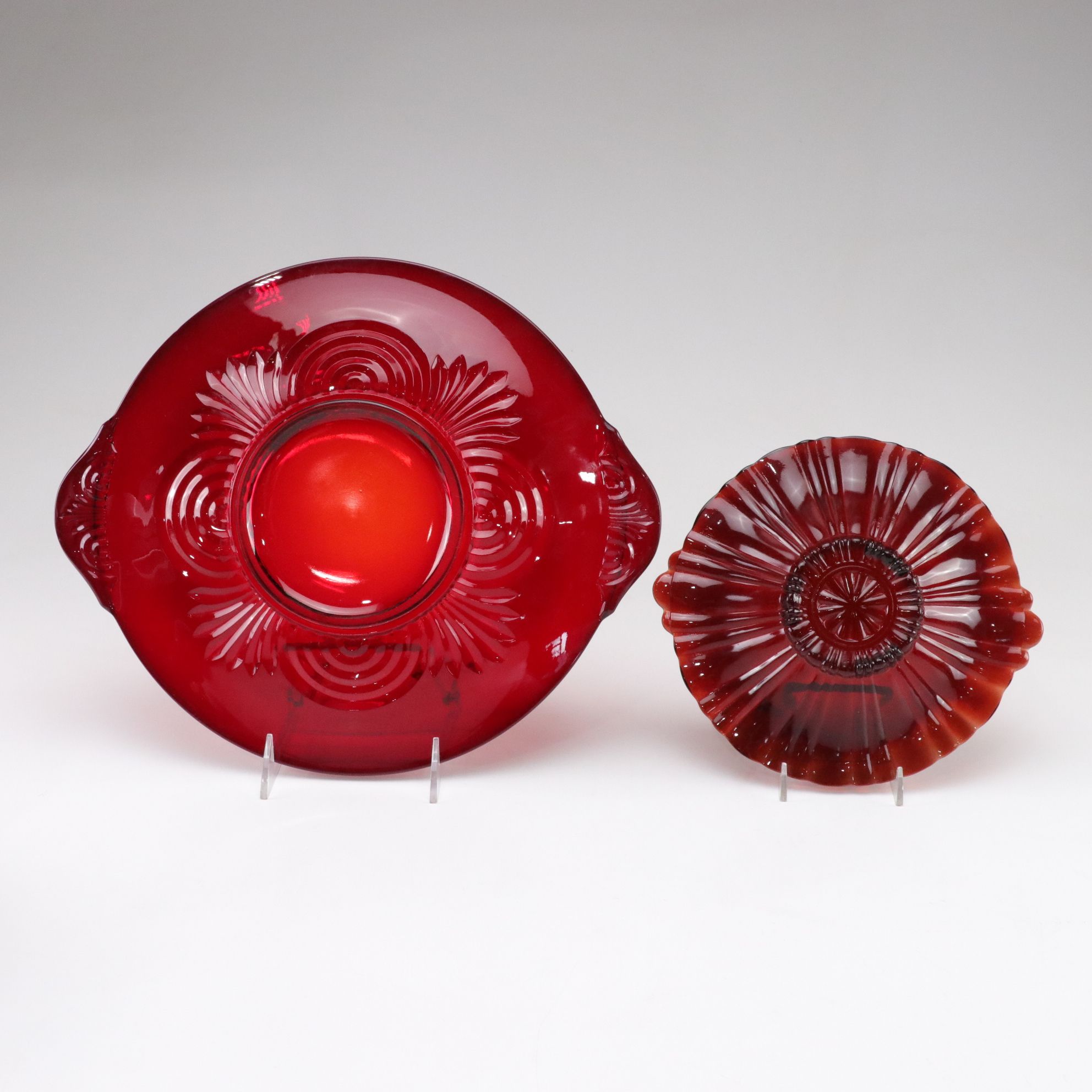 Ruby Glass Platter, Dessert Bowl & Other Dinnerware