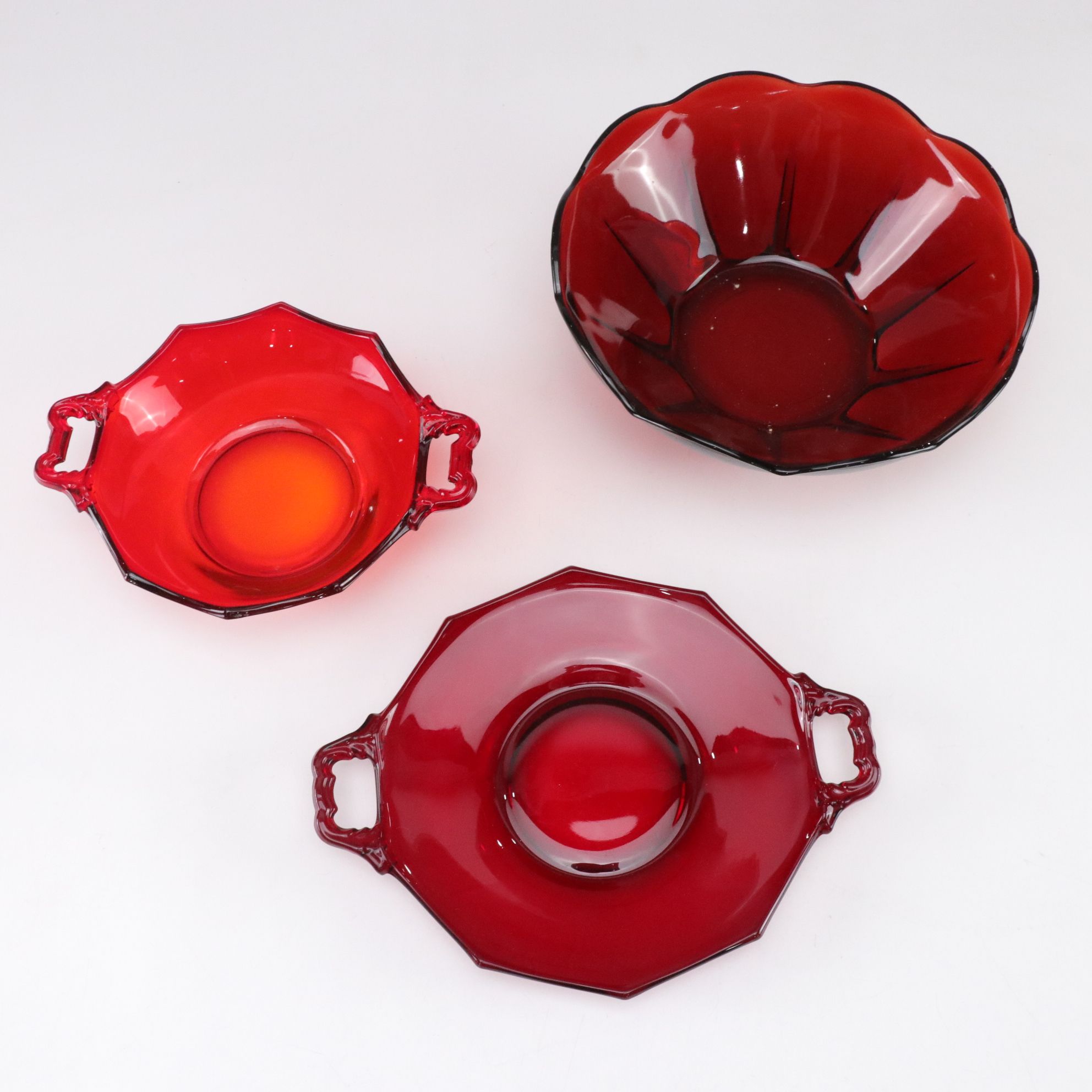 Ruby Glass Platter, Dessert Bowl & Other Dinnerware