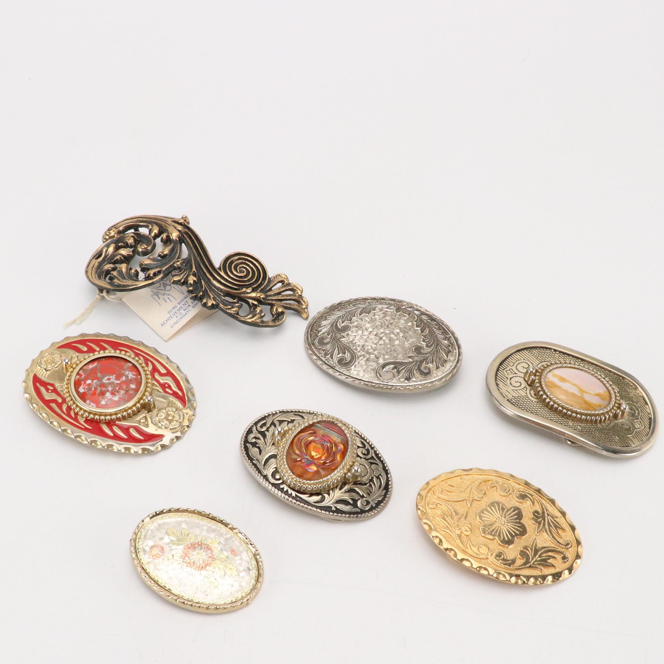 Barone Bros. Brass Belt Buckle with Other Embellished Trophy Buckles