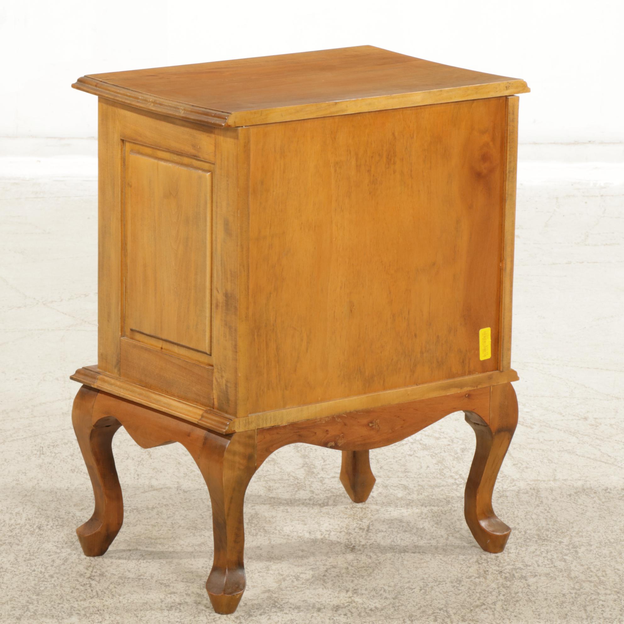 Maple Night Stand with Carved Drawer Fronts, Late 20th Century