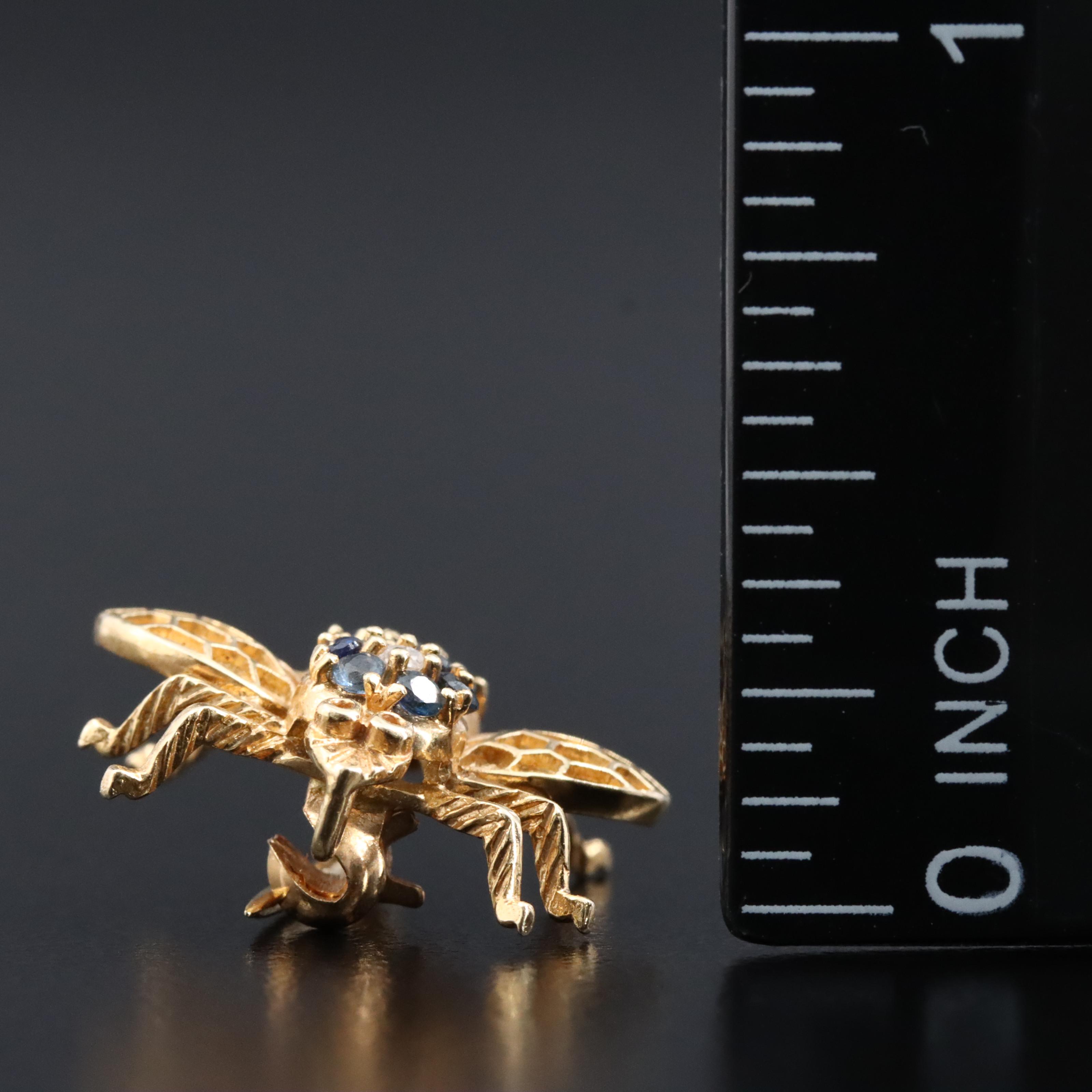 14K Sapphire and Diamond Insect Converter Brooch
