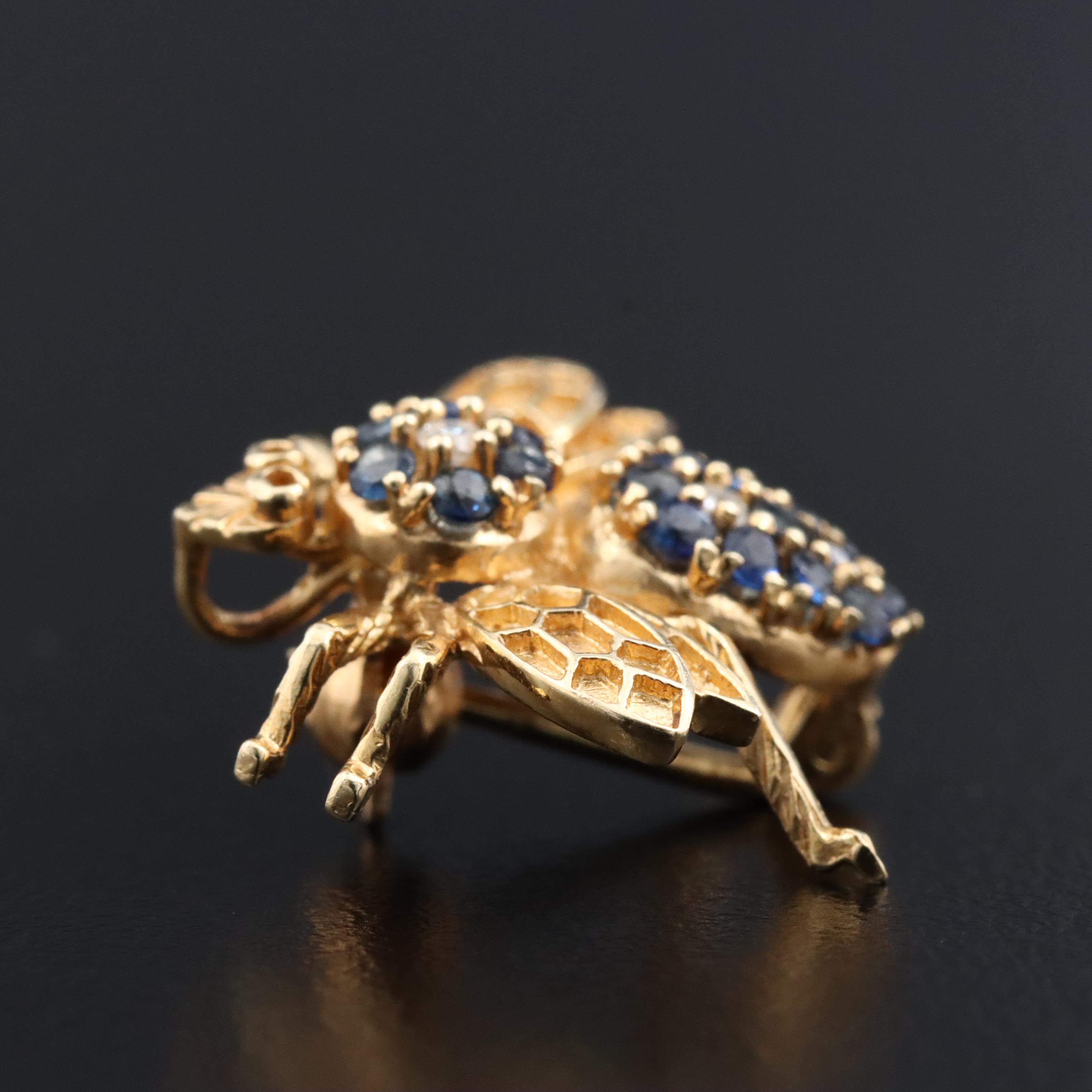 14K Sapphire and Diamond Insect Converter Brooch