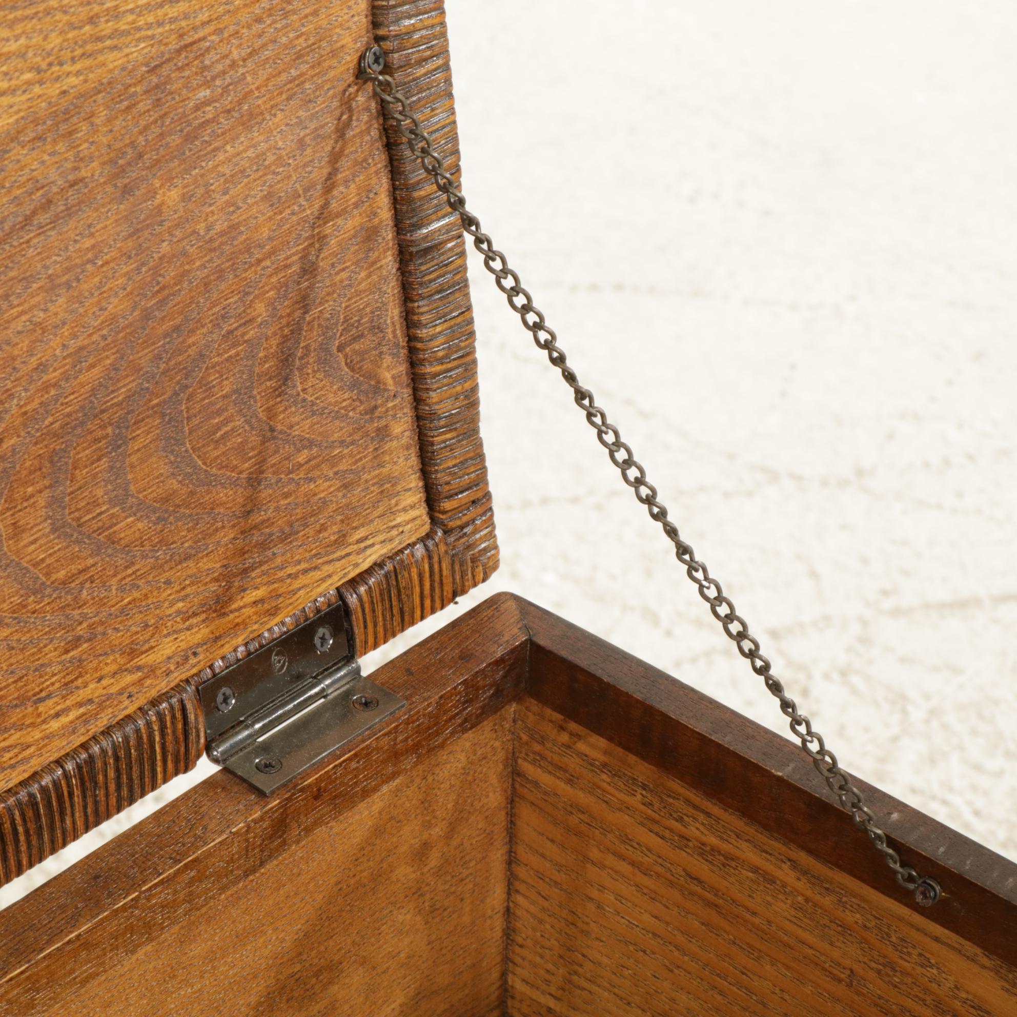 Bamboo Finished Wood Chest on Forged Metal Stand