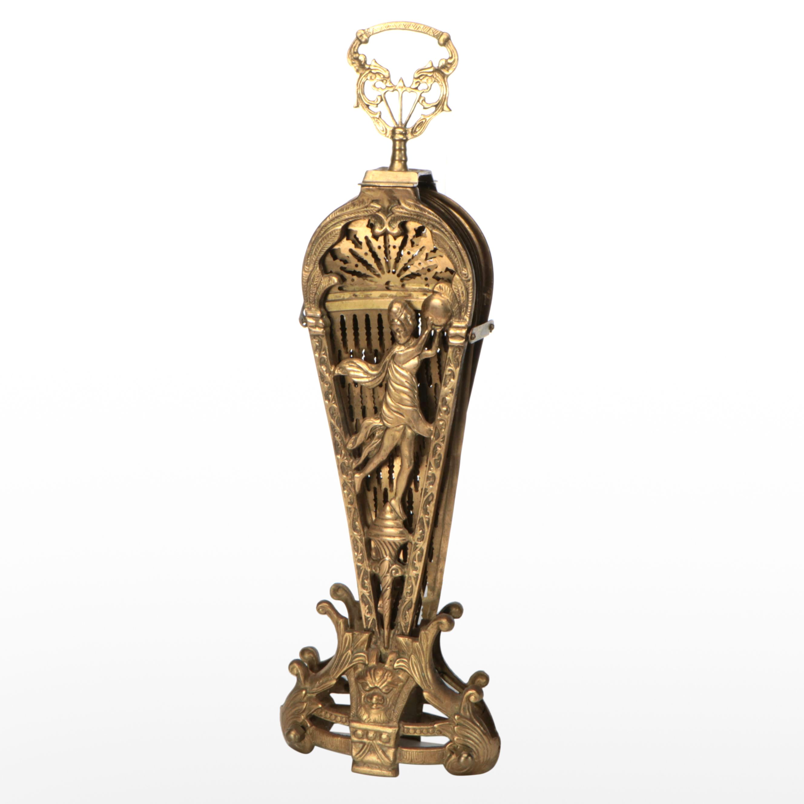 Art Nouveau Brass Peacock Fireplace Screen, Early 20th Century