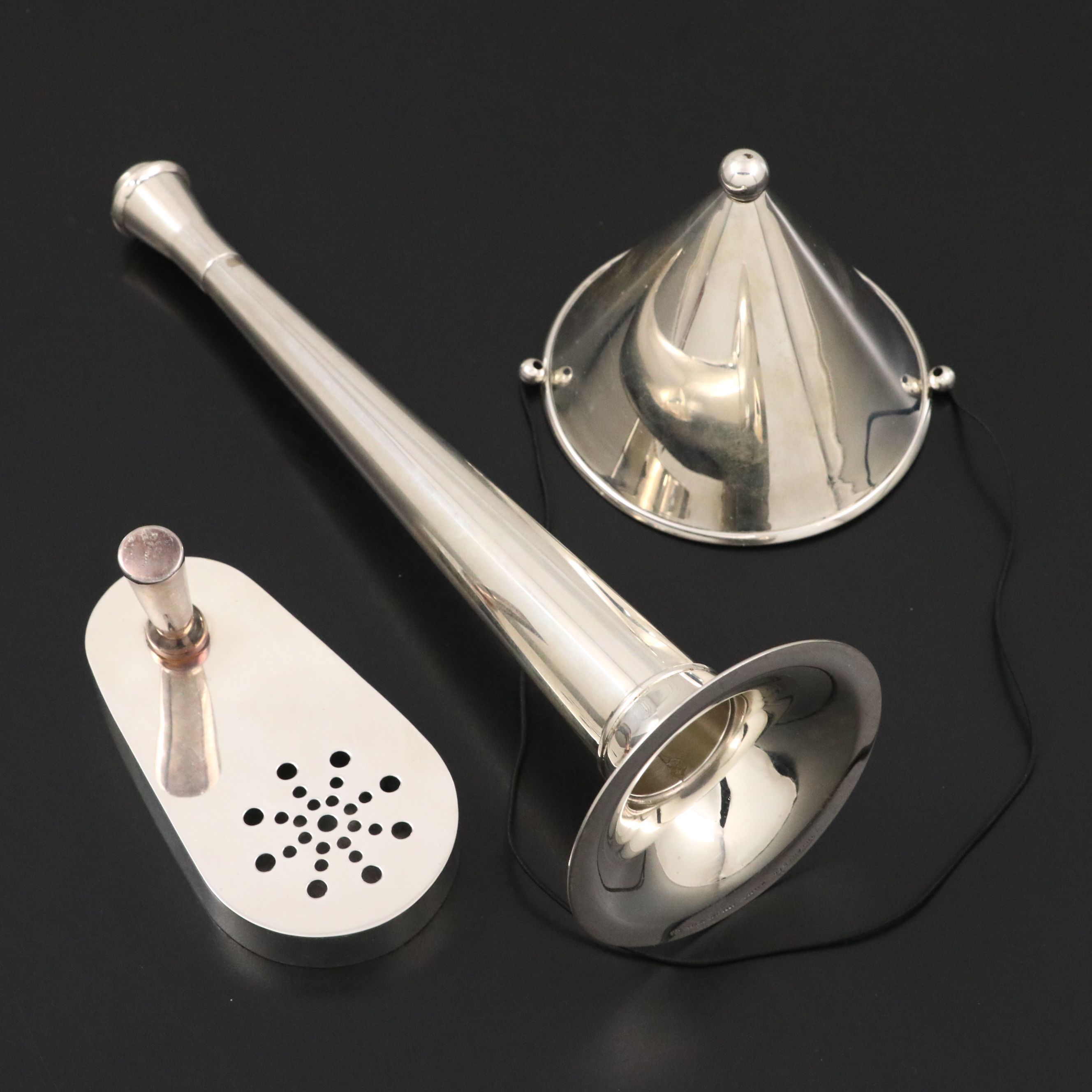 Tiffany & Co. Sterling Silver Birthday Hat, Noise Maker and Horn