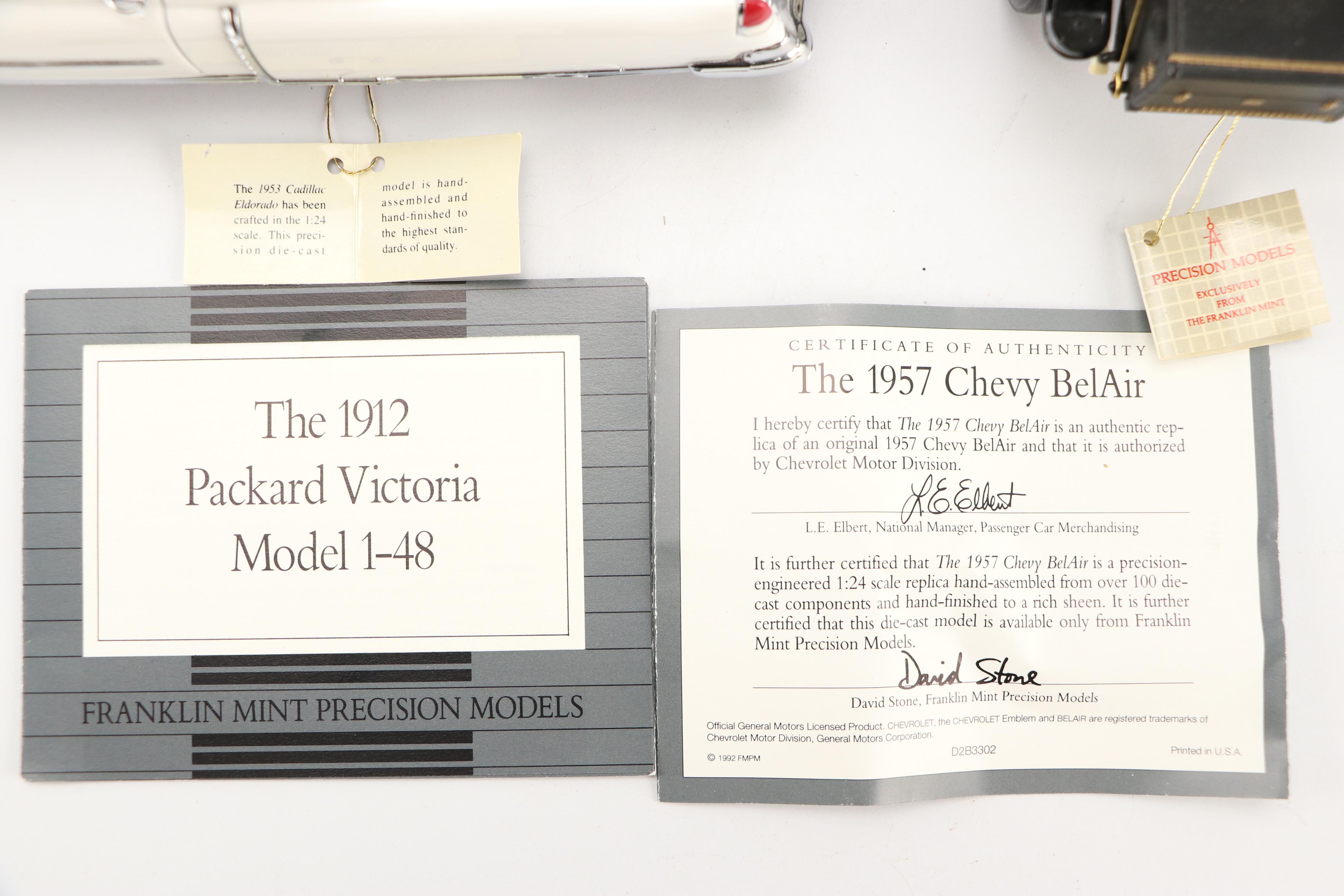 Franklin Mint "1912 Packard Victoria Model 1-48" and More Model Cars