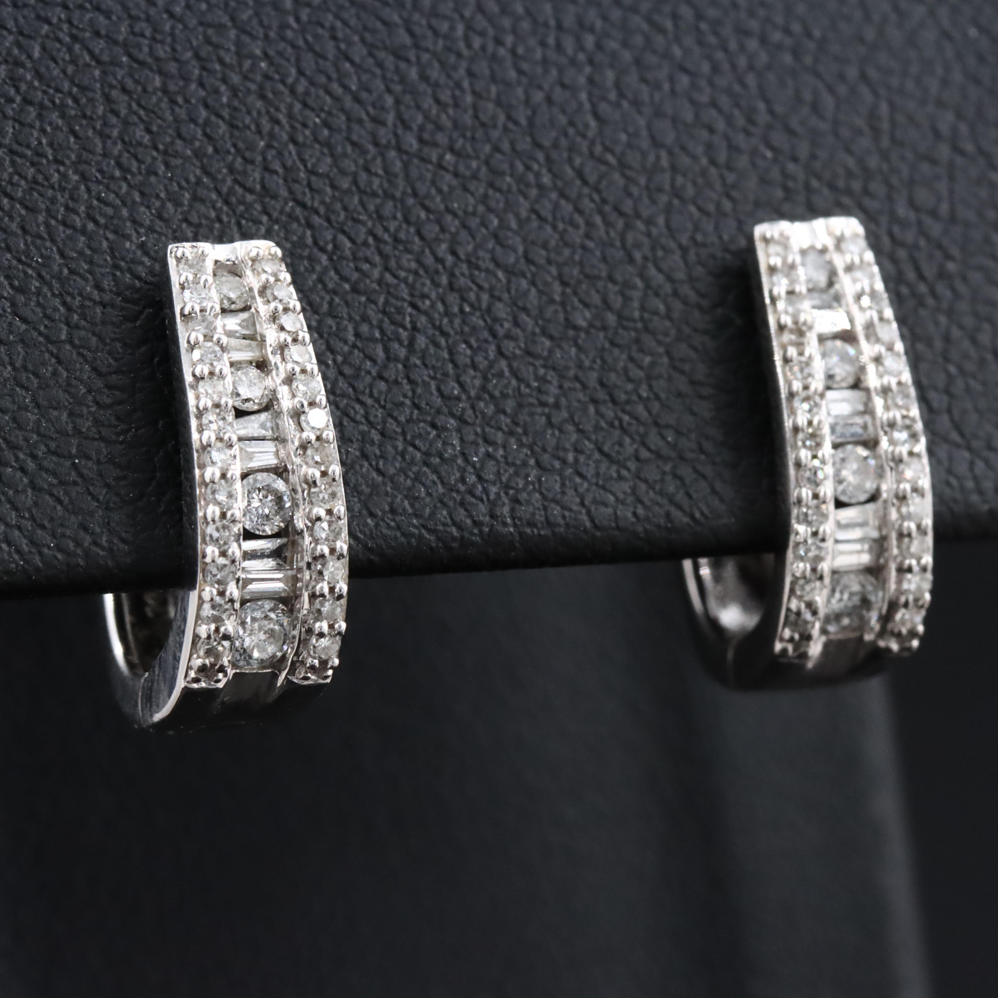 14K 0.50 CTW Diamond Huggie Hoop Earrings