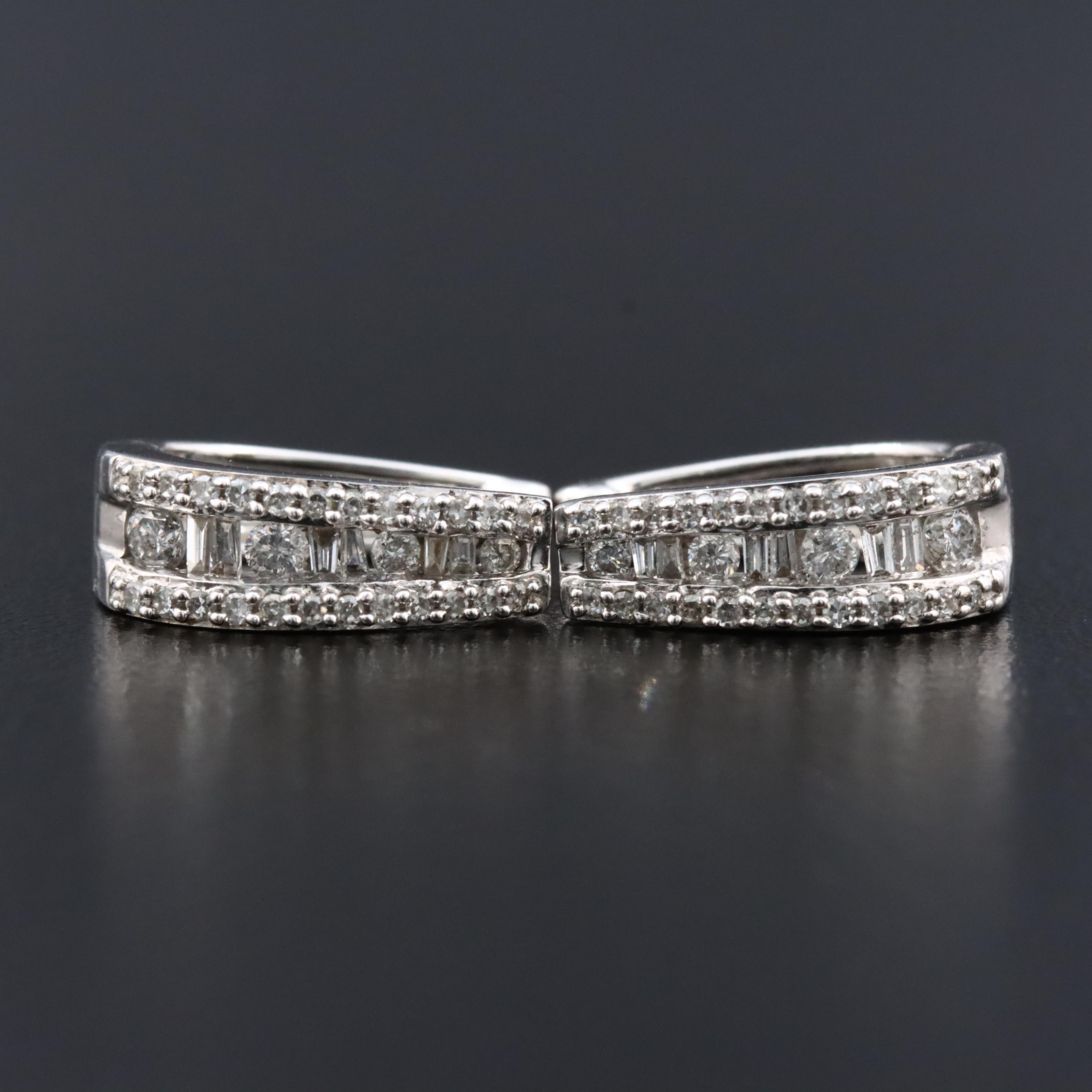 14K 0.50 CTW Diamond Huggie Hoop Earrings