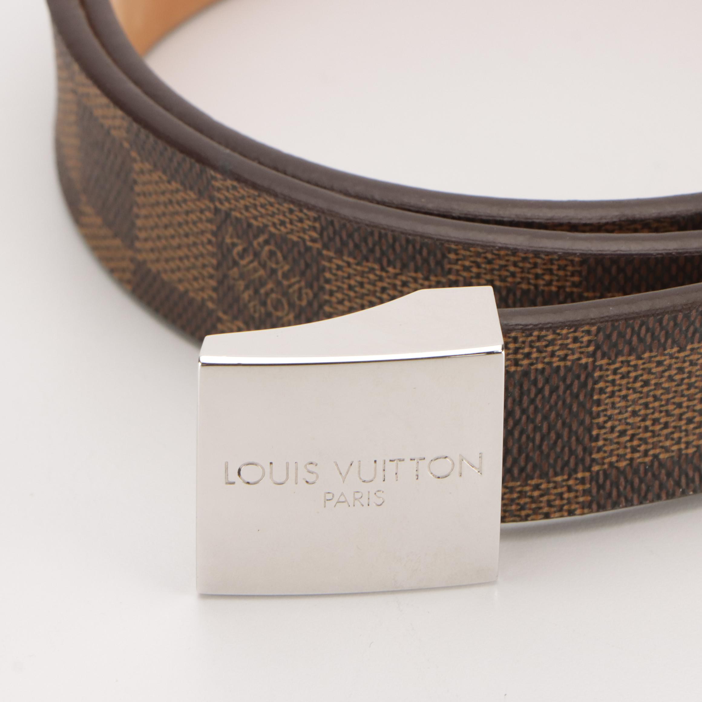Louis Vuitton Belt in Damier Ebene Coated Canvas and Leather