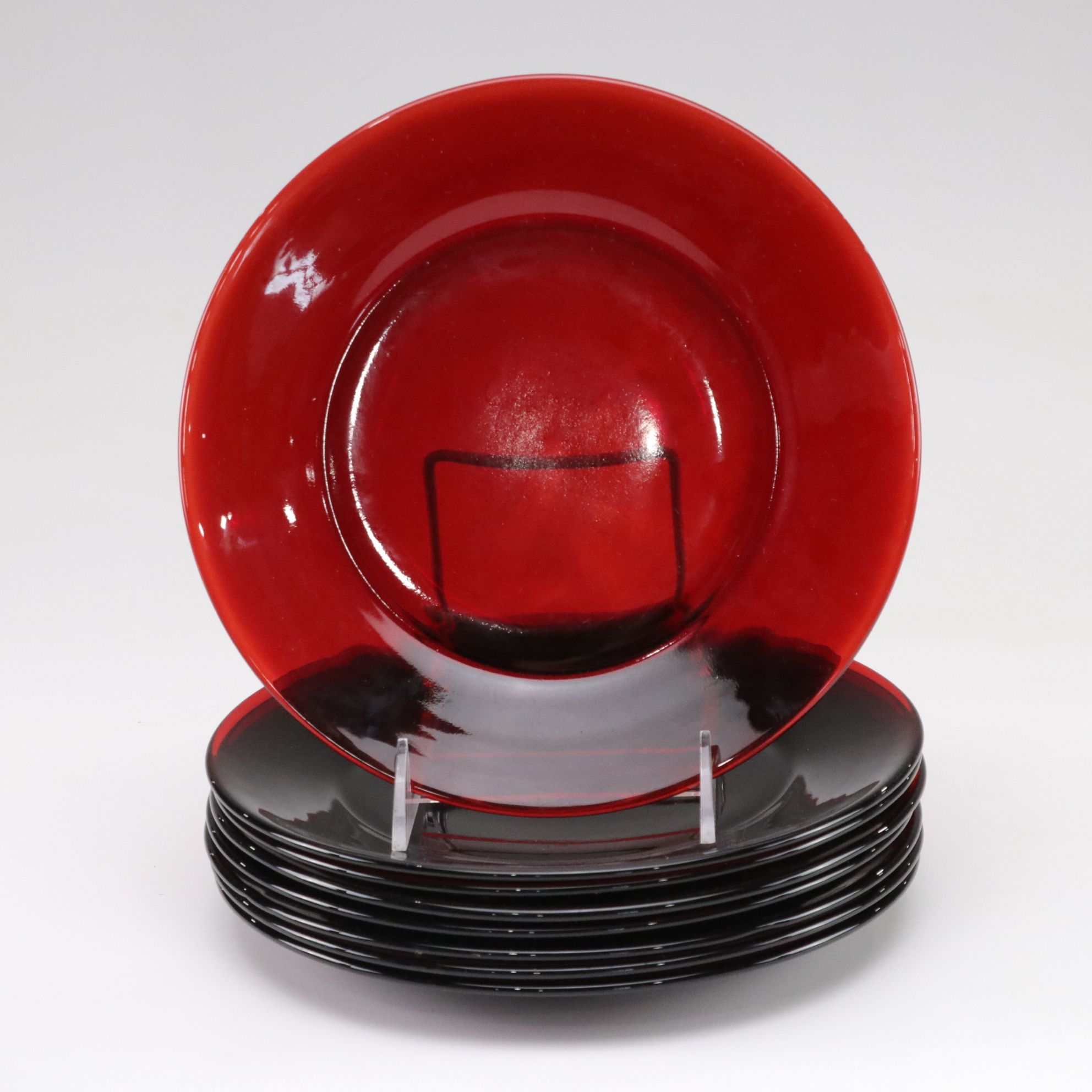 Anchor Hocking "Royal Ruby Red" Glass Dinnerware Set with Creamer and Sugar