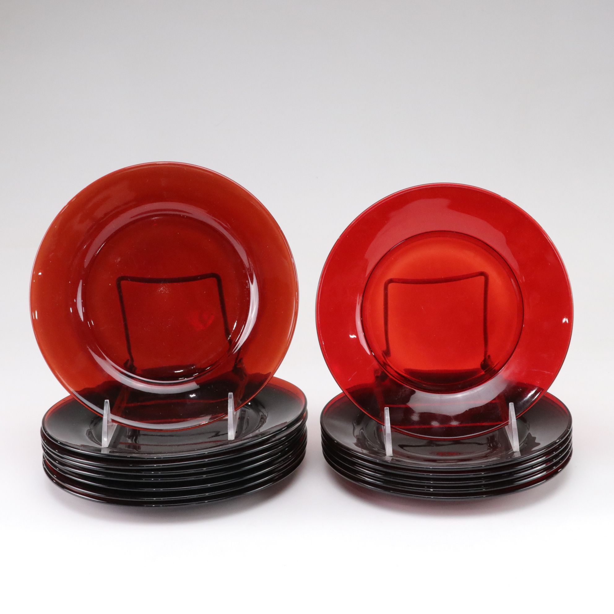 Anchor Hocking "Royal Ruby Red" Glass Dinnerware Set with Creamer and Sugar