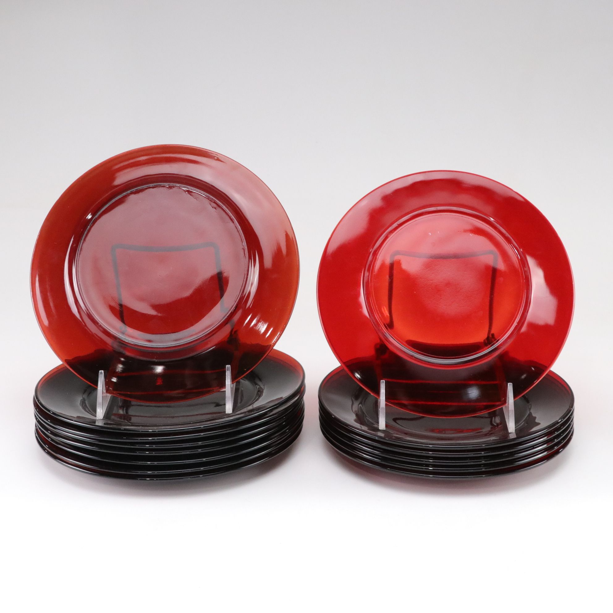 Anchor Hocking "Royal Ruby Red" Glass Dinnerware Set with Creamer and Sugar