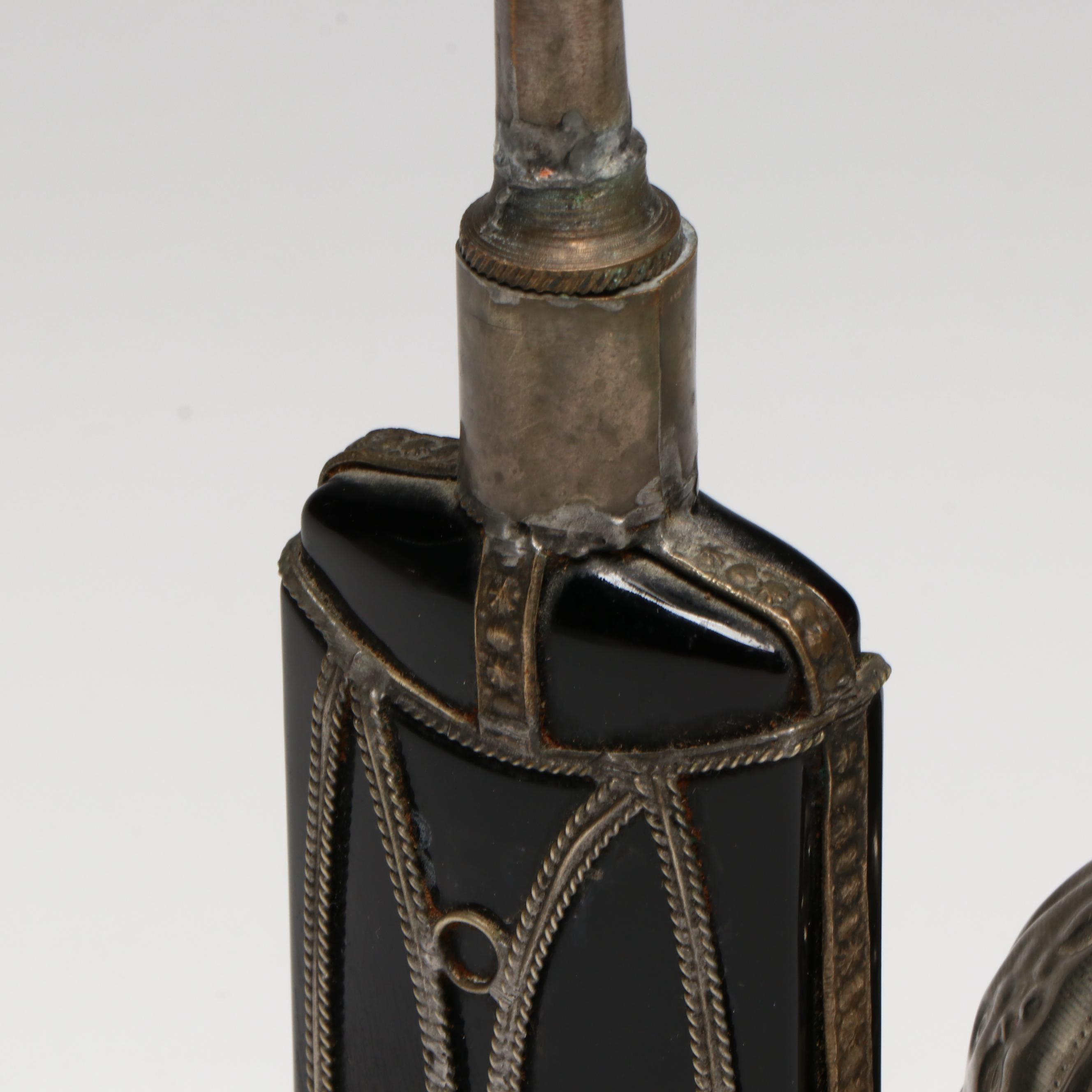 Repoussé Rosewater Metal Bottle with Glass and Metal Perfume Bottles