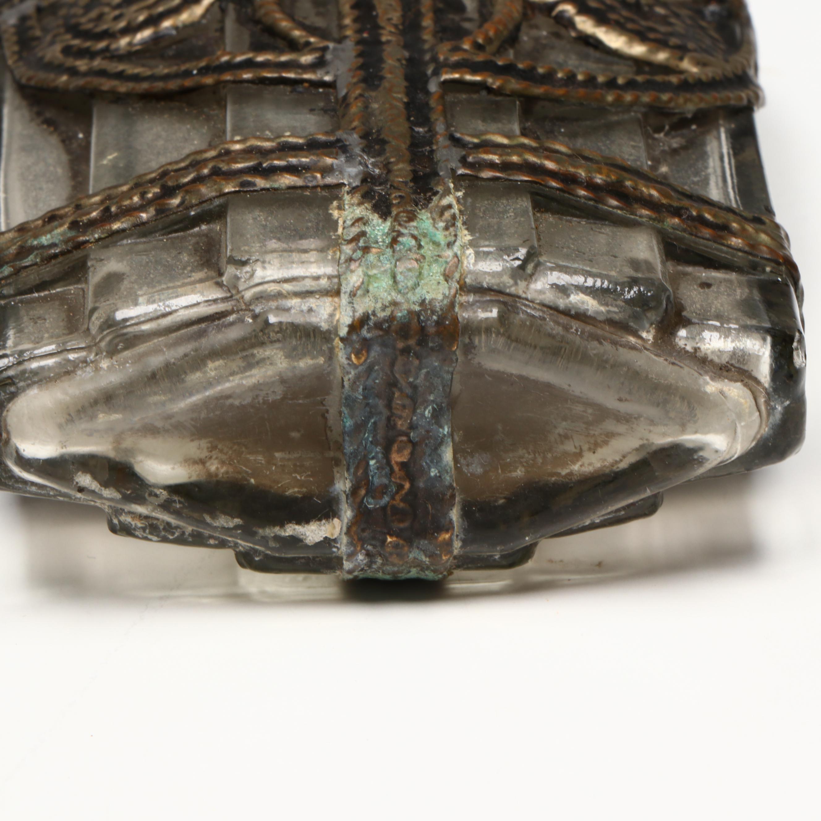 Repoussé Rosewater Metal Bottle with Glass and Metal Perfume Bottles