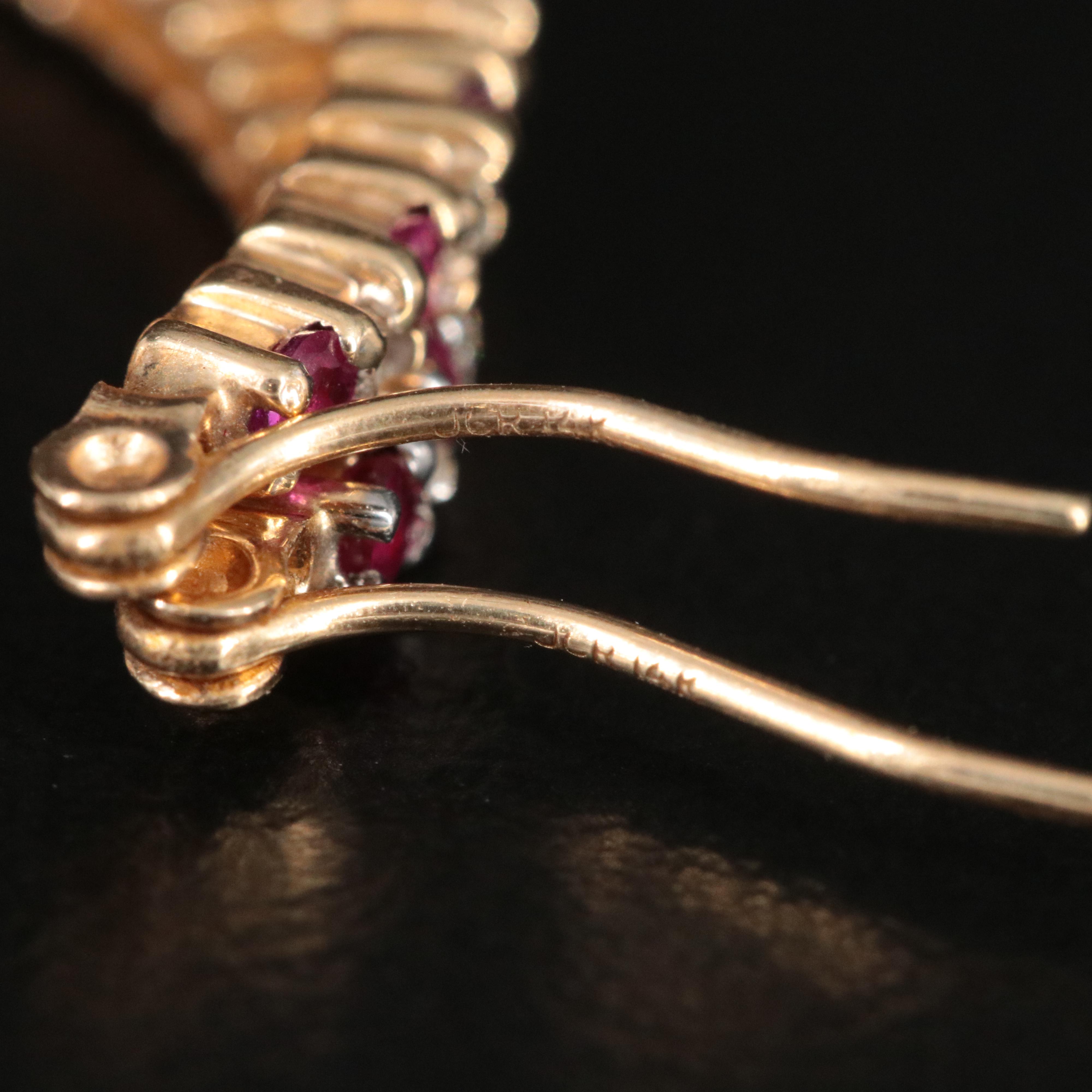 14K Diamond and Ruby Hoop Earrings